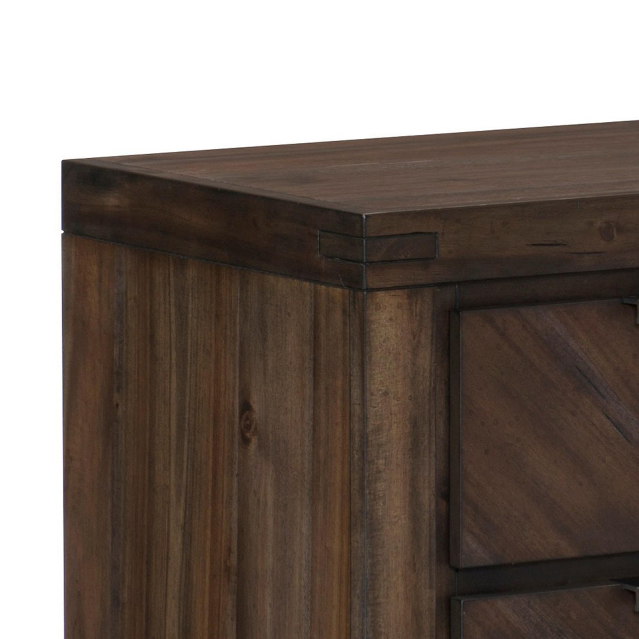 Benjara 2-Drawer Wooden Nightstand with Antique Handles & Chamfered Feet - Brown Finish Bedside Table for Bedroom, Living Room, or Office
