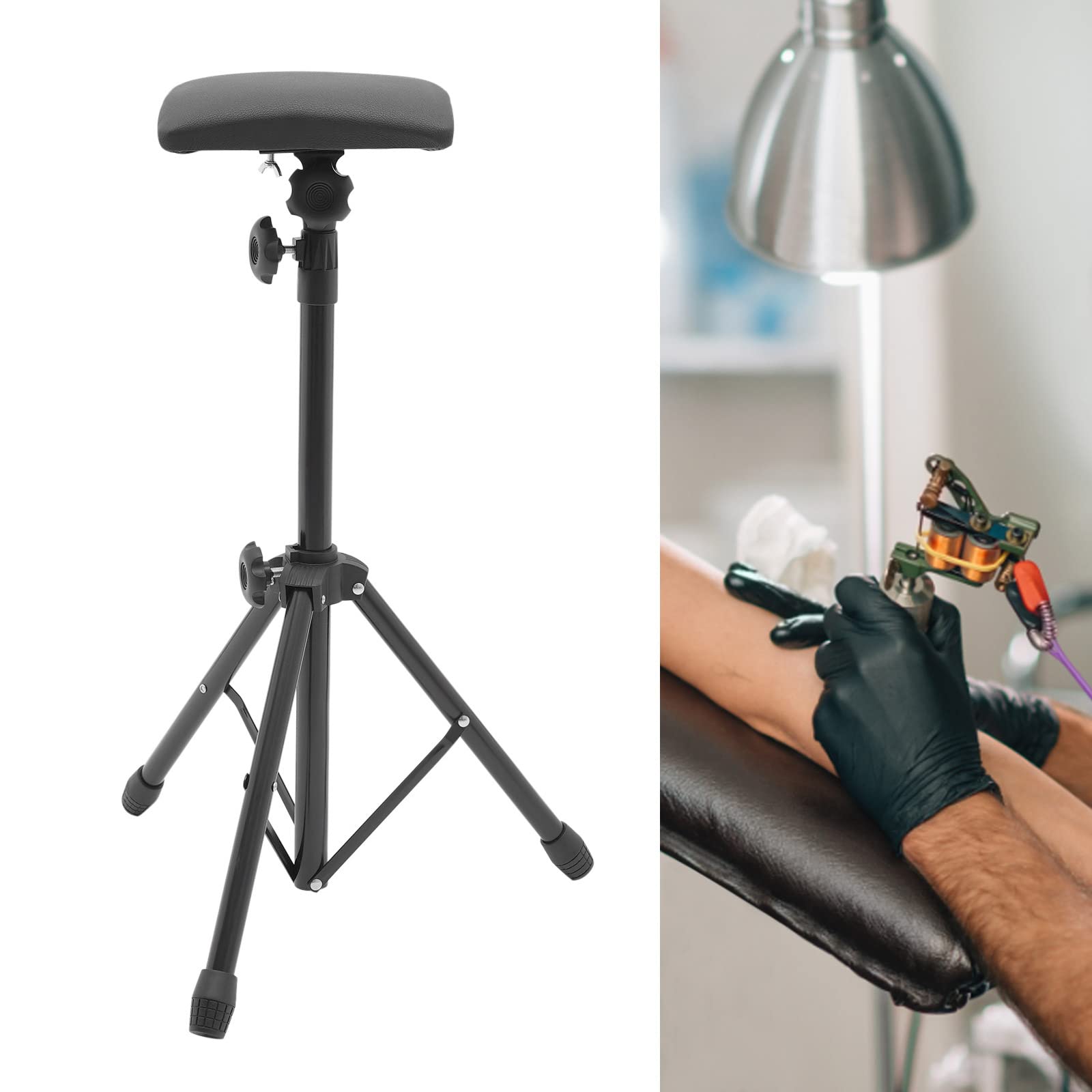Adjustable Tattoo Tripod Stand - Professional Tattoo Workstation with Arm & Leg Rest (65-125cm/25.59-49.21