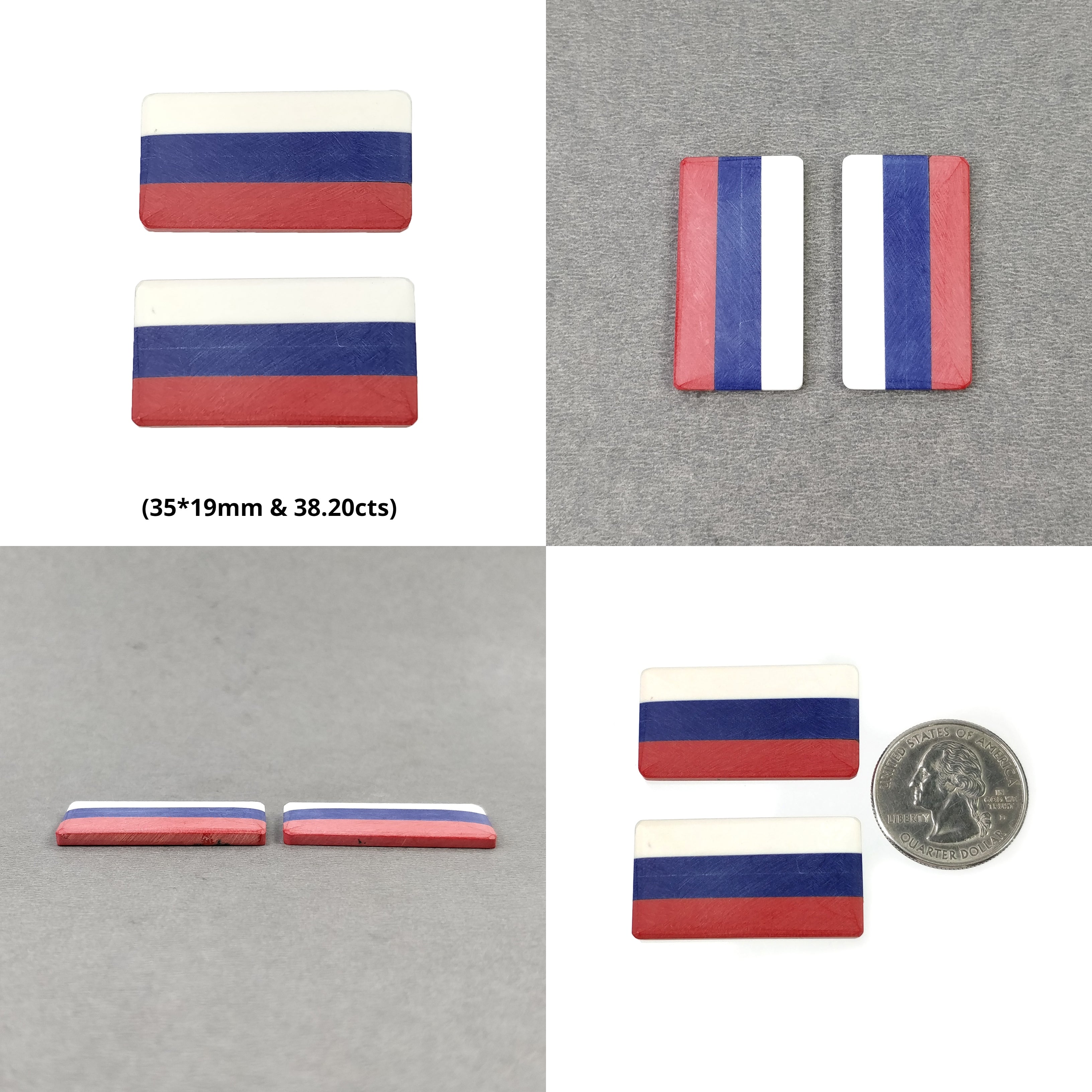 Denmark, USA, Russia & Panama National Flag Pendant Necklace - Exquisite Synthetic Stone Baguette Cut Jewelry for Patriotic Gifts & Travel Souvenirs