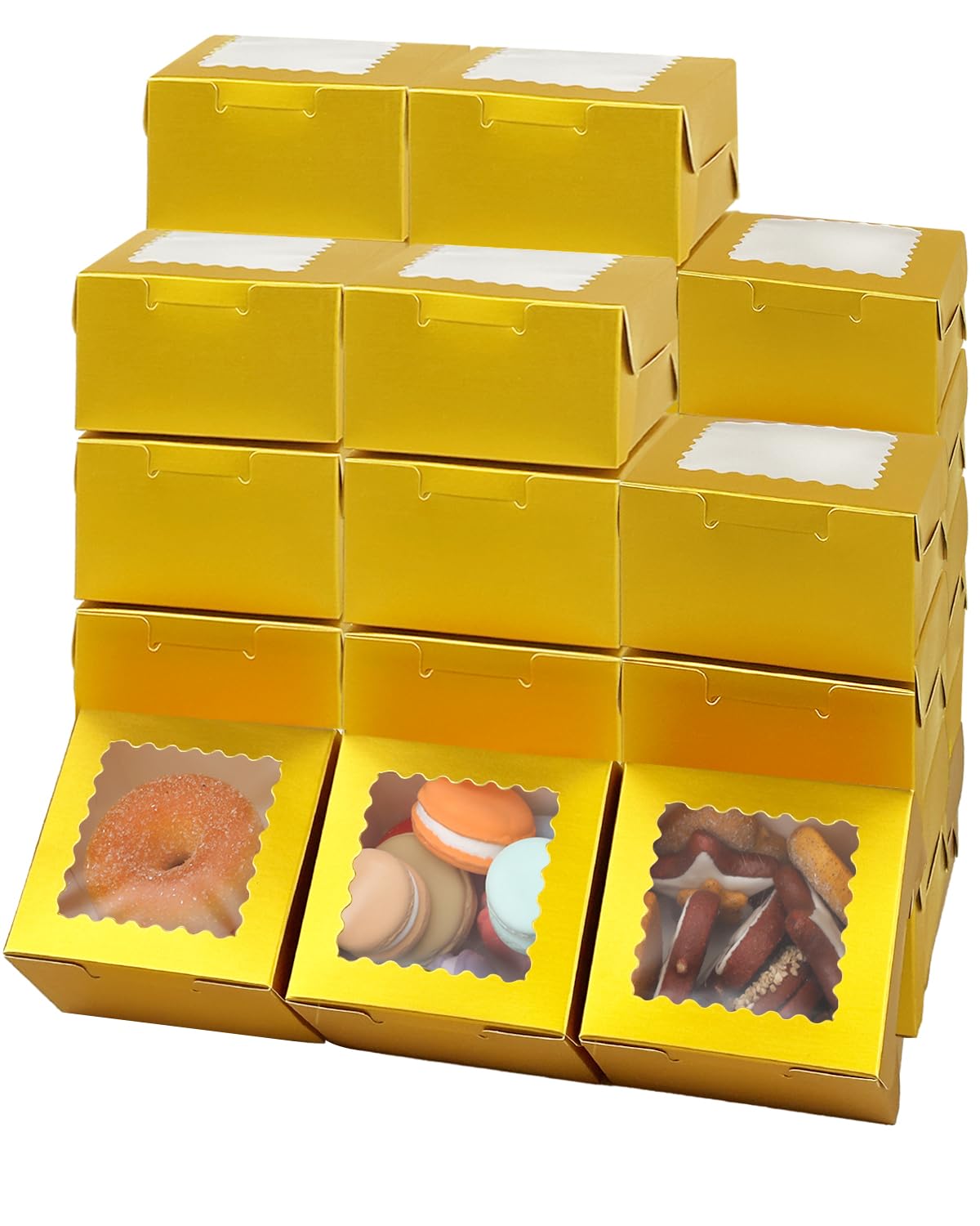 Gold Bakery Boxes 60pcs 4x4x2.5
