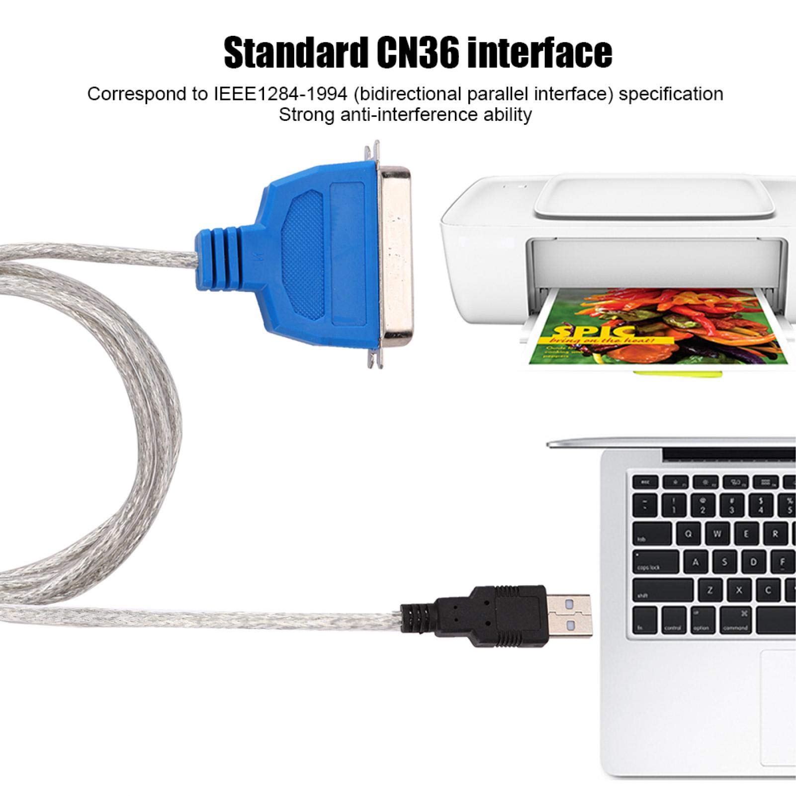 Socobeta USB to Parallel Port Cable Adapter - 1.5m/4.9ft Printer Cable with Anti-Interference Technology, Compatible with Desktops & Laptops - Perfect for Home Office, Warehouse Label Printing, and Industrial Equipment Connectivity