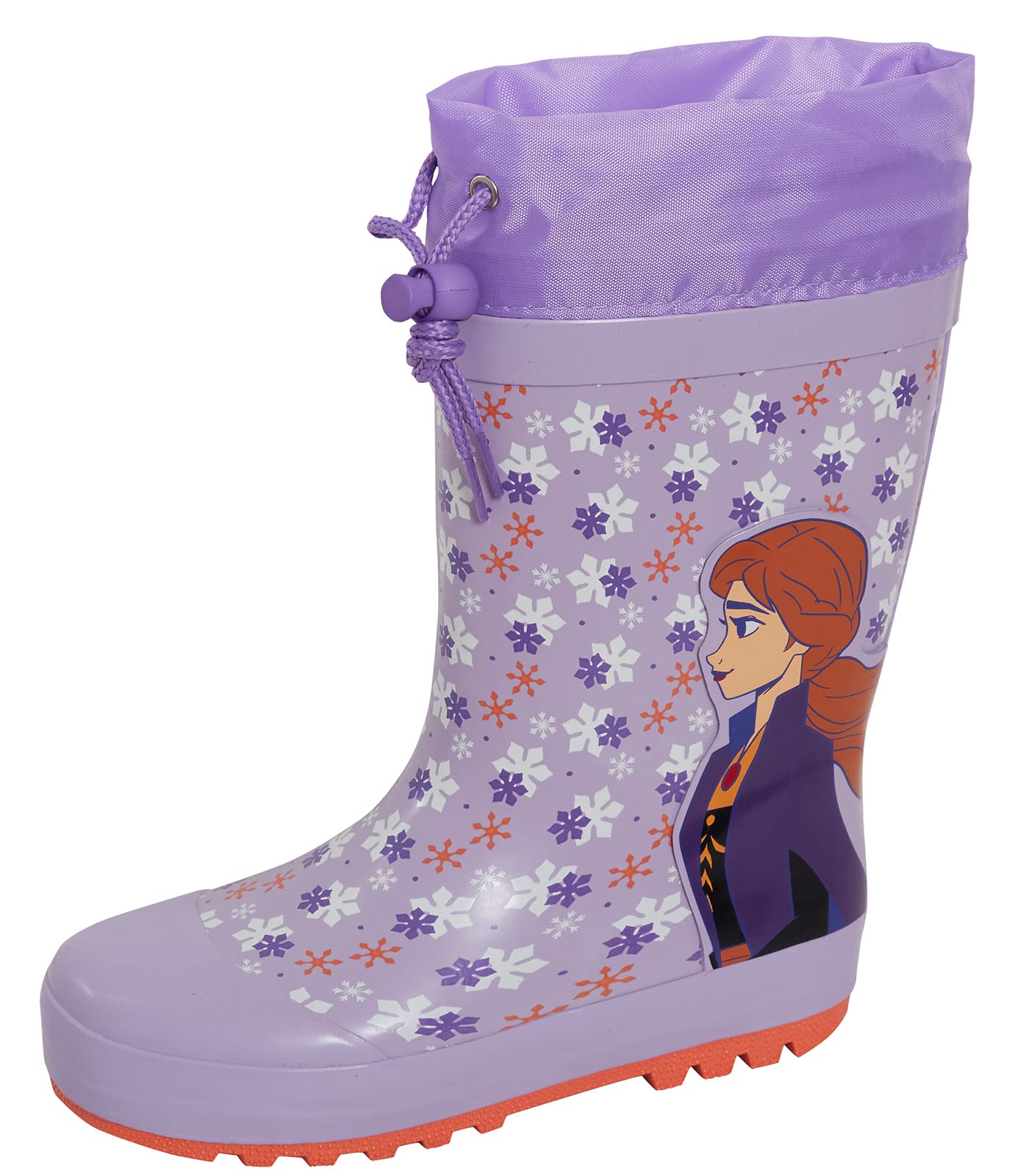 Disney Frozen 2 Elsa & Anna Girls' Waterproof Rubber Rain Boots - Tie Top Wellington Boots for Snow, Rain & Outdoor Play - Kids' Winter & Spring Footwear for School, Park & Puddle Jumping