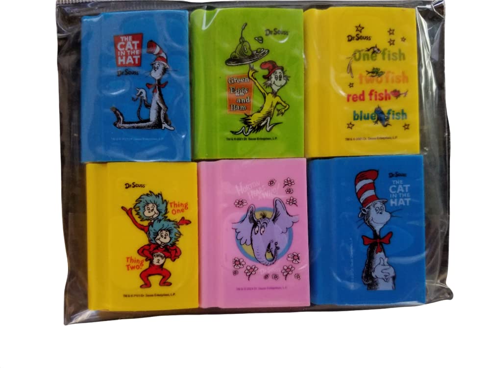 Dr. Seuss Themed Pencil Erasers - 6 Pack Fun Novelty Erasers for Kids, Students & Teachers - Perfect for School Supplies, Classroom Rewards & Party Favors