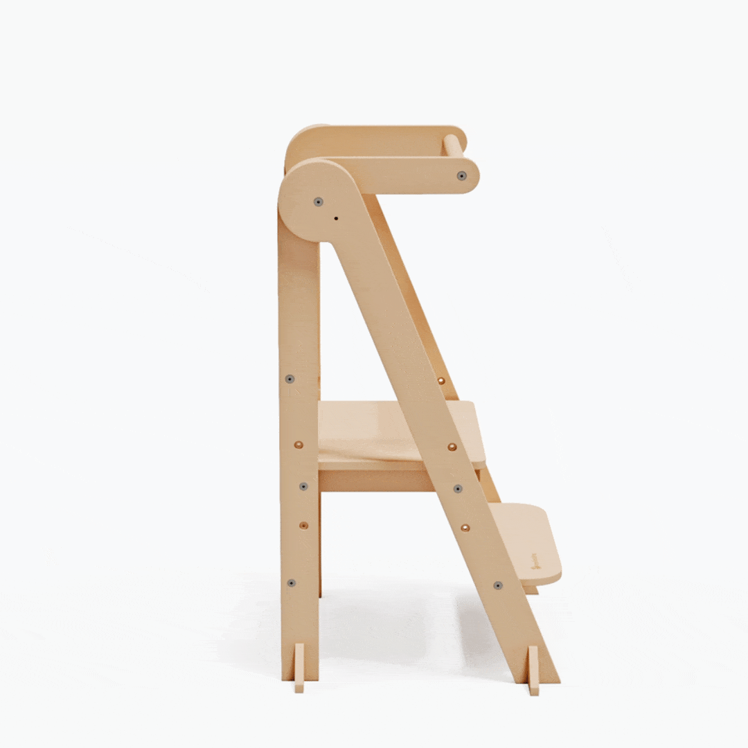 MILA Deluxe Folding Adjustable Learning Tower for Toddlers - Safe Kitchen Step Stool Helper for Kids Cooking, Baking & Learning - Montessori Style Wooden Step-Up Stool for Home & Classroom Use