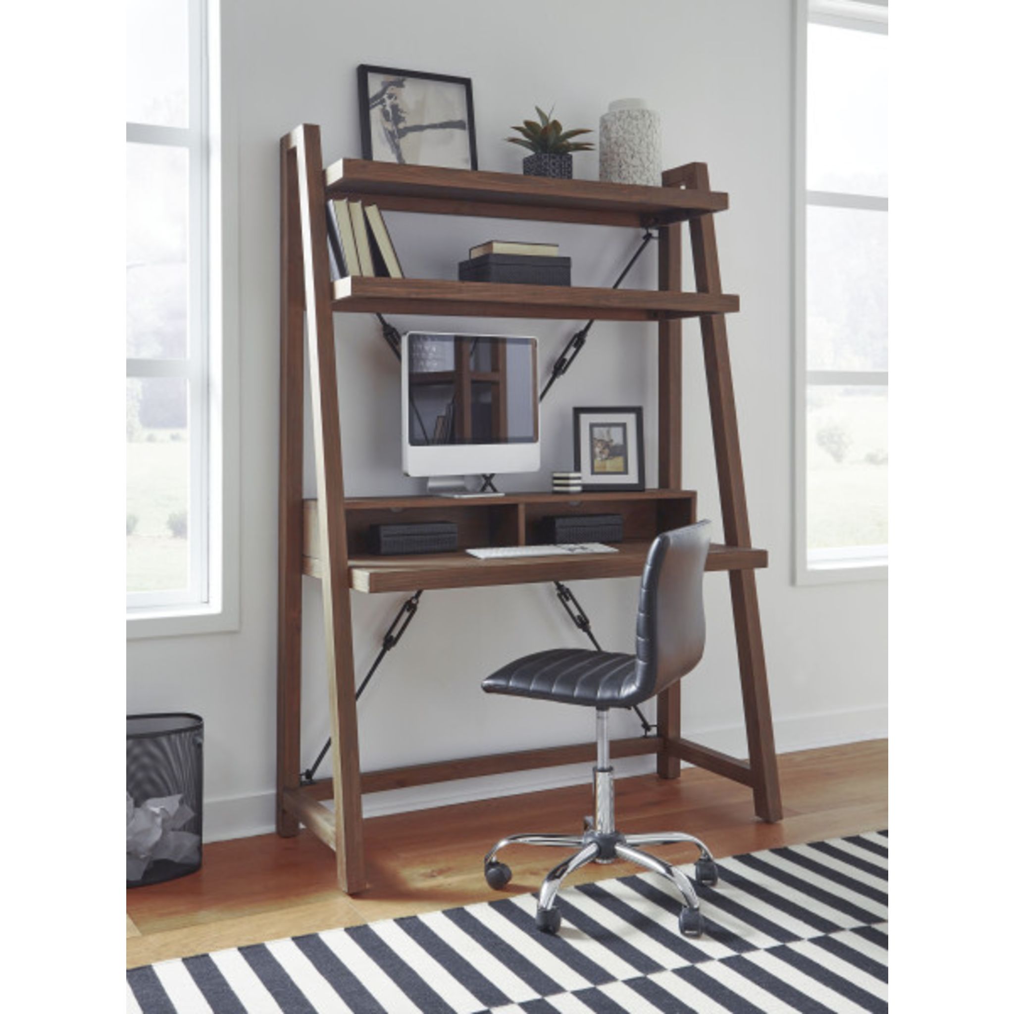 Premium Flint Oak Wooden Desk for Home Office - Elegant Autumn Brown Finish, Spacious Work Surface, Durable & Stylish - Perfect for Remote Work, Study, and Modern Home Decor