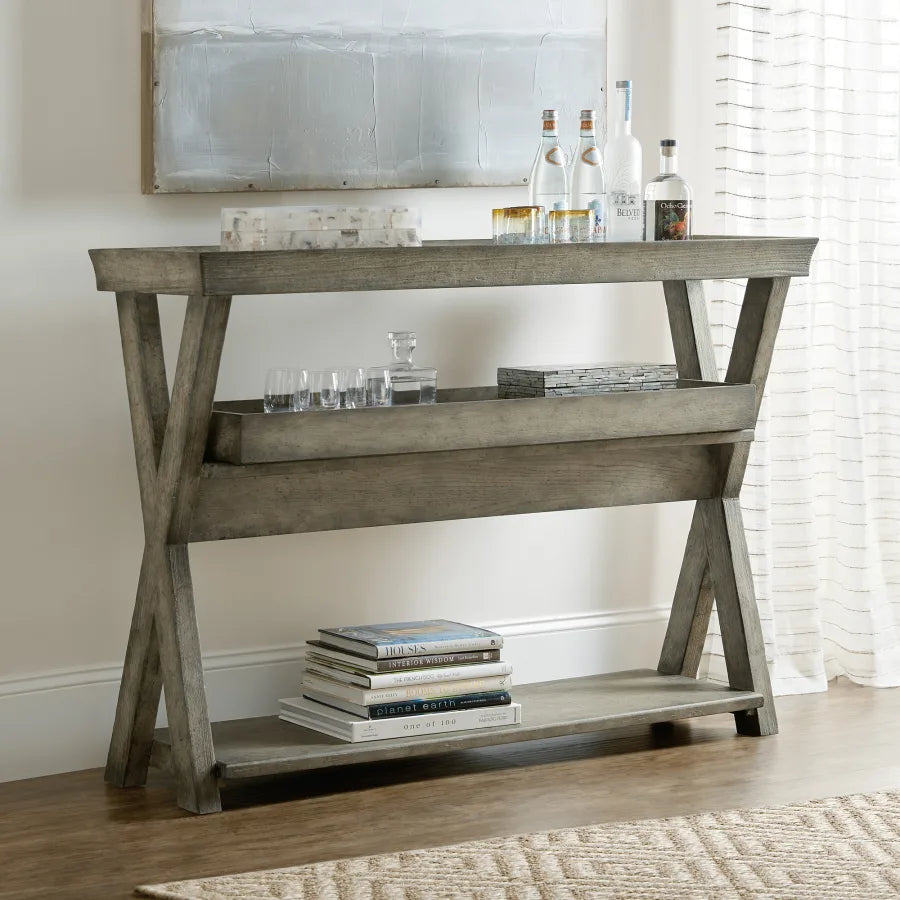 Outdoor Tray Top Console Table - Rustic Wooden Entryway Sofa Table for Patio, Garden, or Porch Decor - Perfect for Holding Plants, Decor, and Essentials