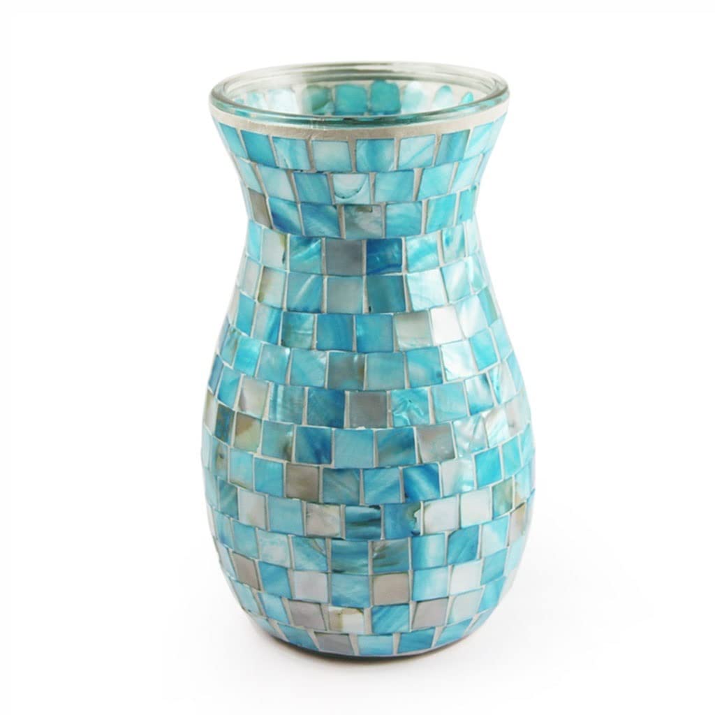 Handmade Blue Shell Vase - Artificial Flower Vase for Home Decor, Living Room, Dining Table Centerpiece | Perfect for Wedding, Party & Kitchen Decoration