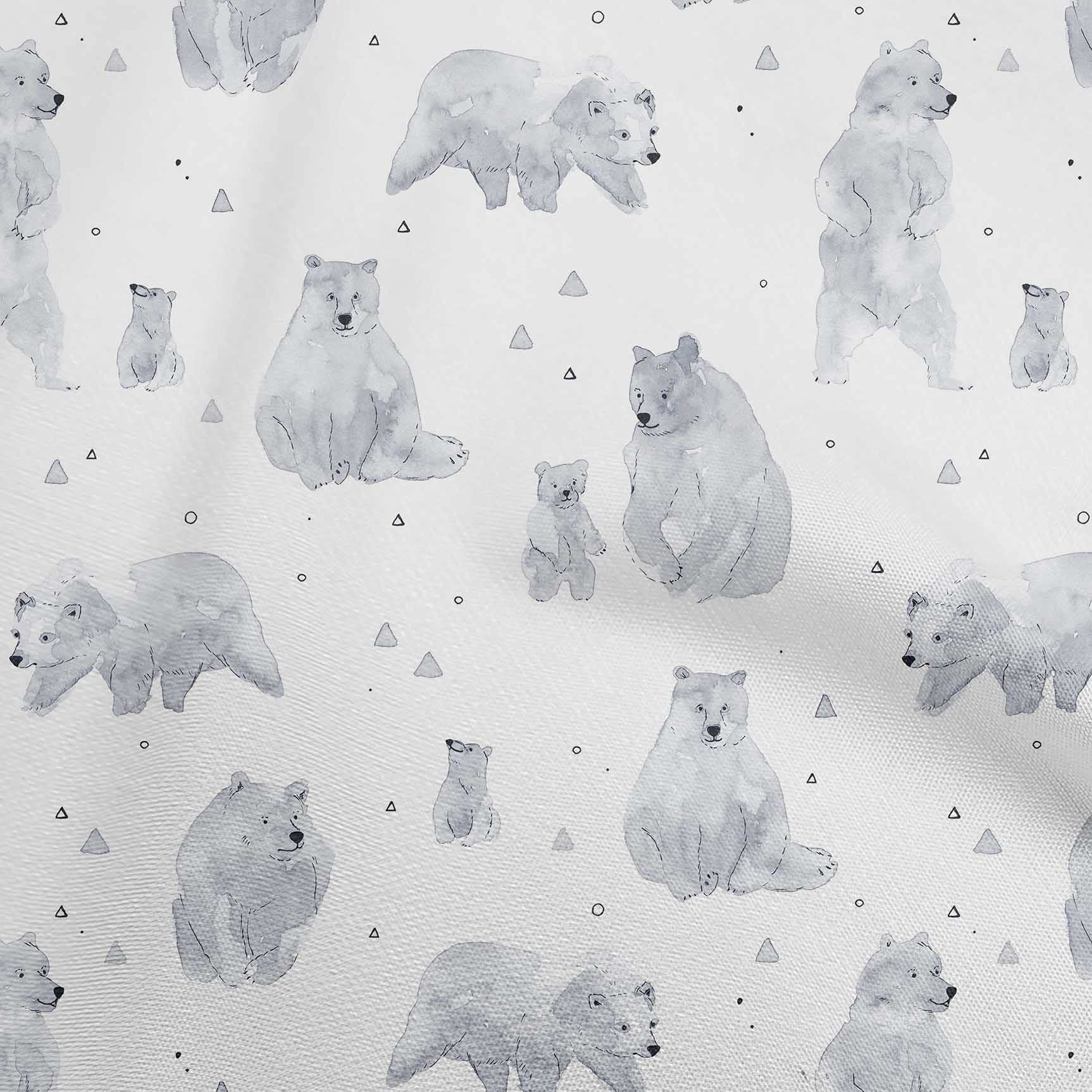 oneOone Polyester Spandex Light Gray Bear Print Fabric - 56 Inch Wide for DIY Clothing, Quilting & Crafts - Perfect for Costumes, Home Decor and Sewing Projects