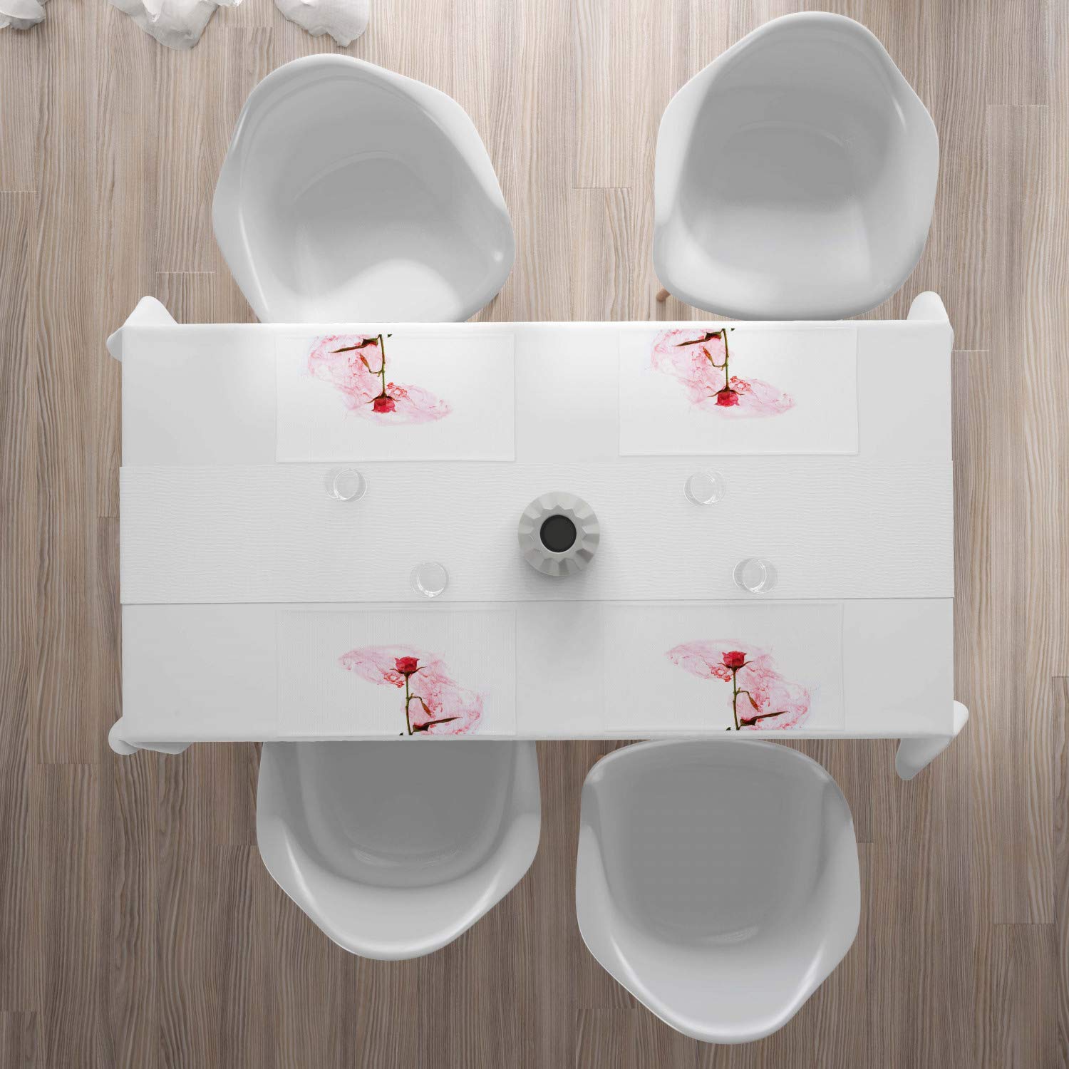 Ambesonne Floral Placemats Set of 4 - Elegant Rose Design Washable Fabric Table Mats for Dining Room & Kitchen Decor in Dark Coral & Olive Green | Perfect for Romantic Dinners, Holiday Gatherings & Home Styling