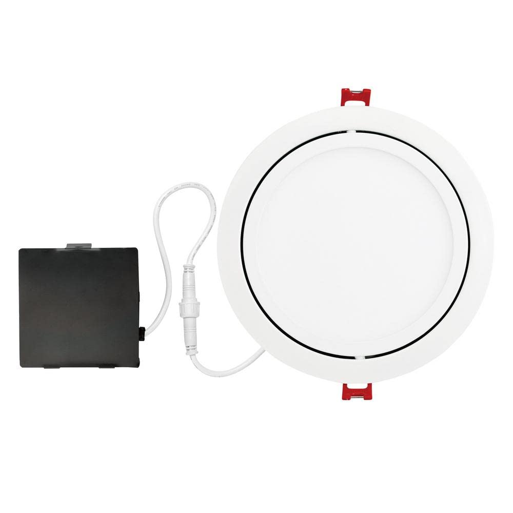 GLOBE ELECTRIC 91328 12W White Duo Recessed LED Light Fixture - Perfect for Kitchen, Bathroom, and Hallway Lighting