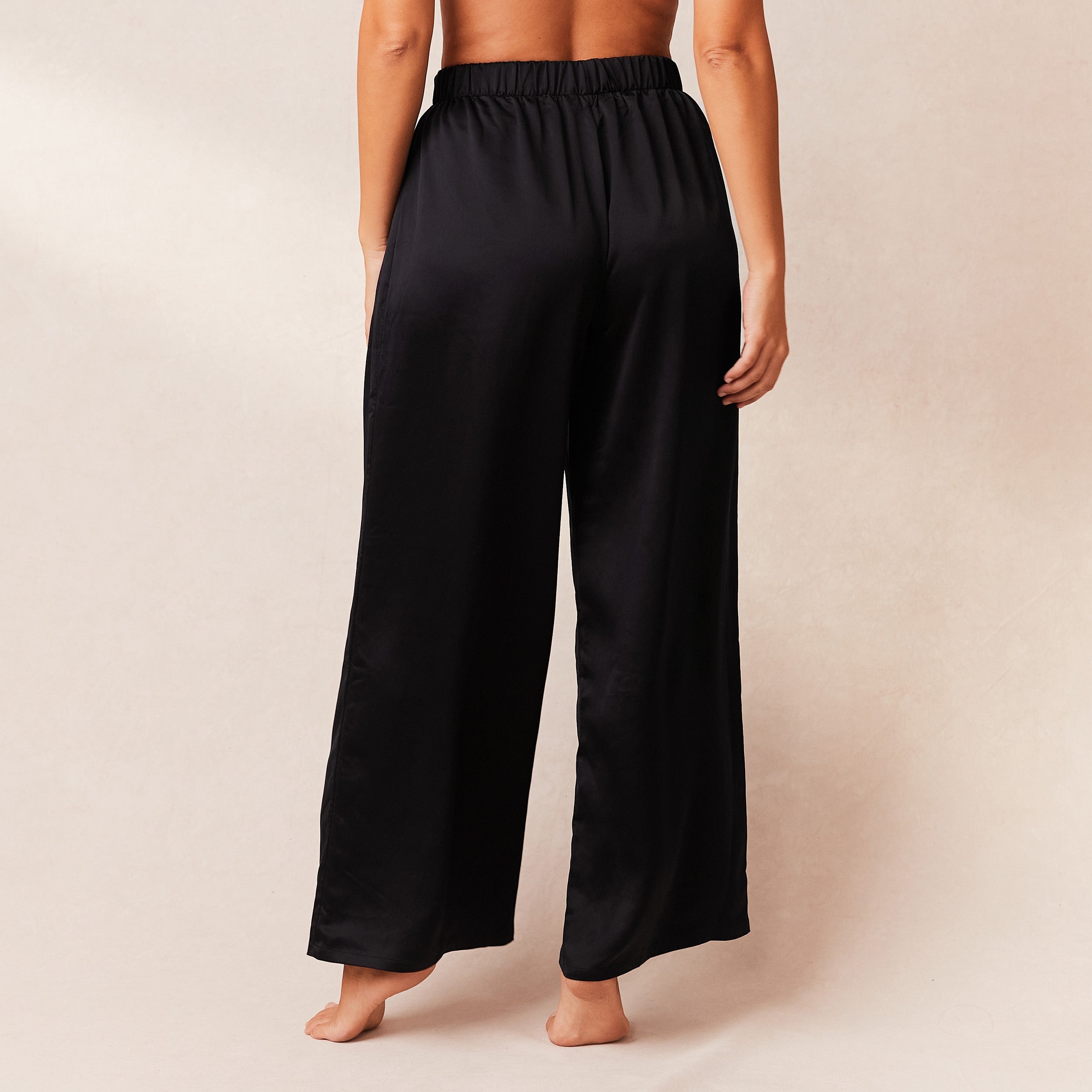 Classic Black Satin Pajama Pants for Women - Soft & Comfortable Sleepwear for Lounge & Nighttime Relaxation