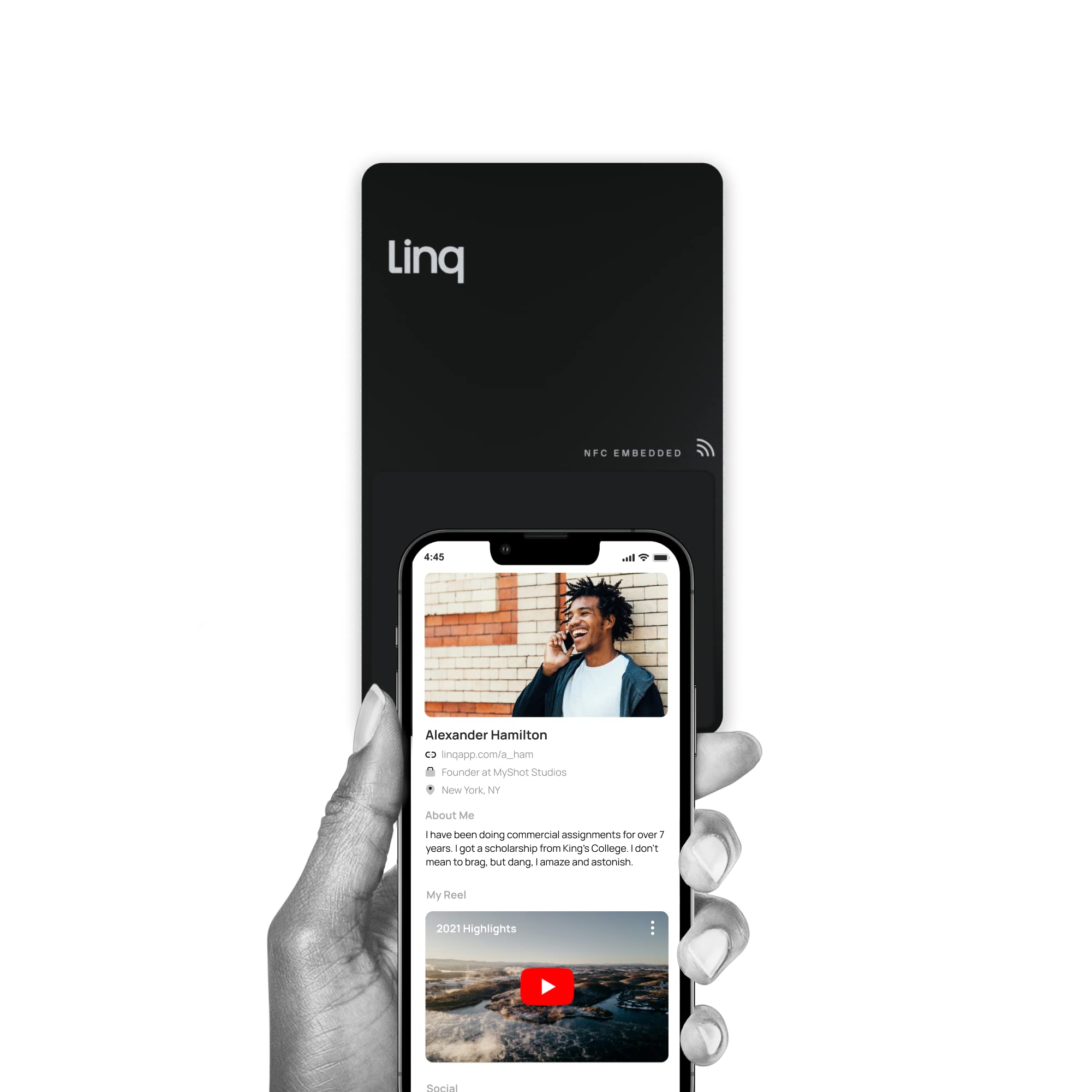 Linq Premium Stainless Steel Digital Business Card - Smart NFC Contact Sharing Card for Networking Professionals | Black Steel | Perfect for Conferences, Sales Meetings & Networking Events