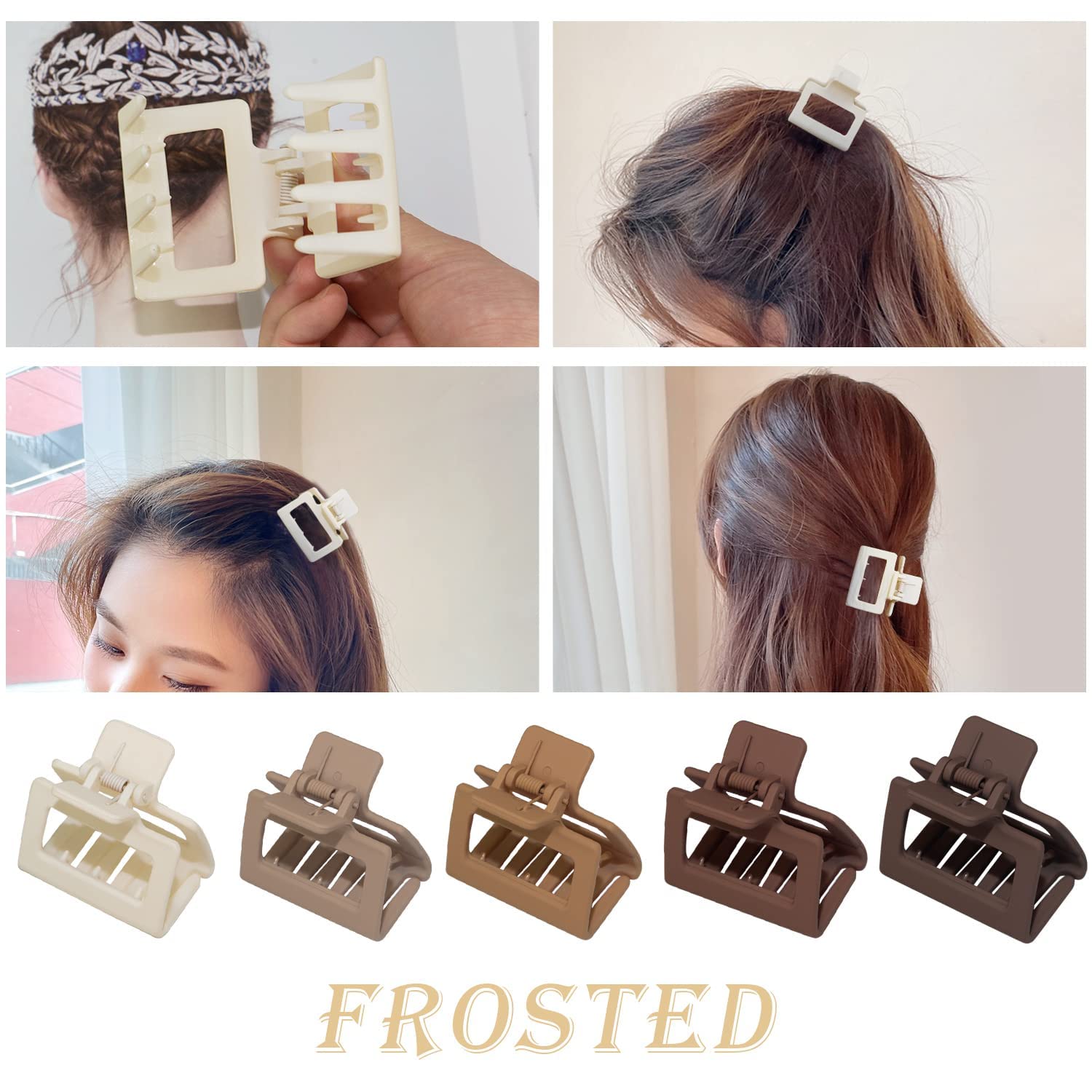 TOTAL HOME 5Pc Korean Small Hair Claw Clips Set - Square Bowtie Shape Hair Clips for Women & Girls, Crab Hairpin Barrettes Fashion Hair Accessories | Perfect for School, Work, Parties & Everyday Styling