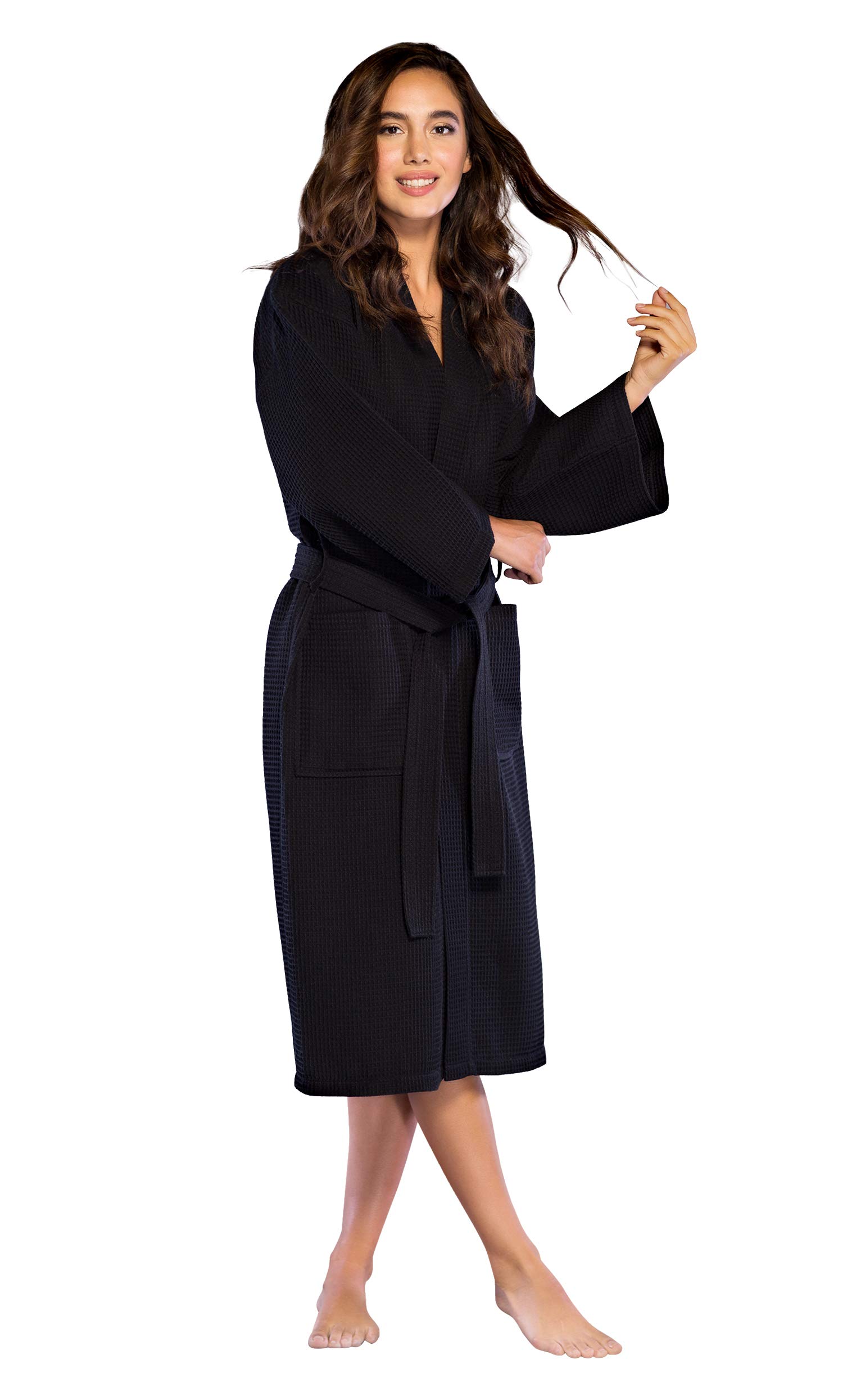 Turquoise Lightweight Long Waffle Kimono Spa Robe for Women - Soft Bathrobe for Relaxation, Lounge Wear & Spa Days