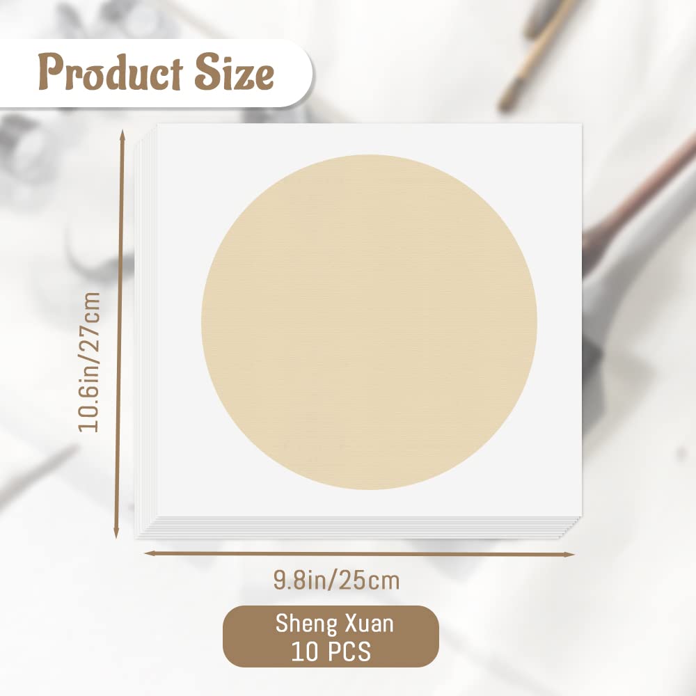 10 Sheets Soft Shikishi Paper - Premium Pre-Mounted Xuan Paper for Chinese Calligraphy & Sumi-e Painting | Blank Round Rice Paper for DIY Crafts, Graffiti & Wall Art Decoration (Sheng Xuan C) | Perfect for Home Decor, Gift Wrapping & Traditional Asian Art Projects