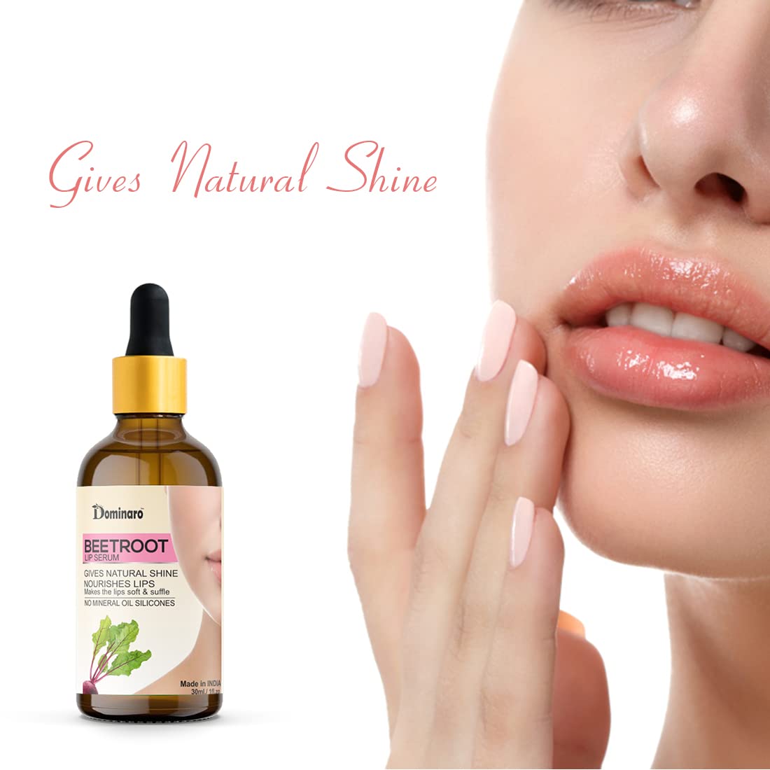 Dominaro Beetroot Pink Lip Serum Oil - Hydrating Lip Gloss for Soft, Shiny Lips - Natural Beetroot Flavor - Pack of 2 (60ml) - Perfect for Daily Moisture & Night Care