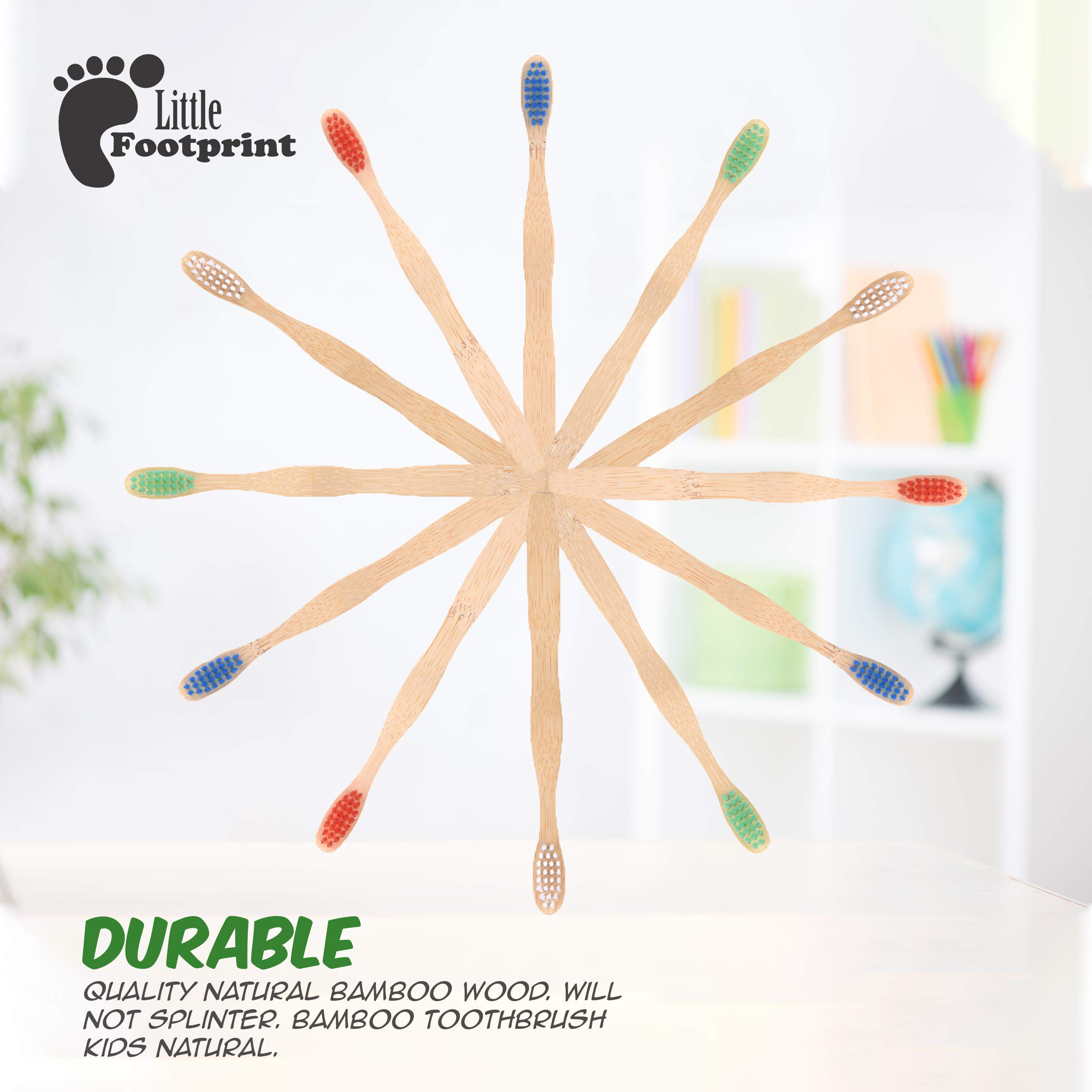 Eco-Friendly Kids Bamboo Toothbrushes 12 Pack | BPA-Free Soft Bristles | Biodegradable & Compostable Natural Bamboo Toothbrush Set | Perfect for Travel, School & Sustainable Family Dental Care