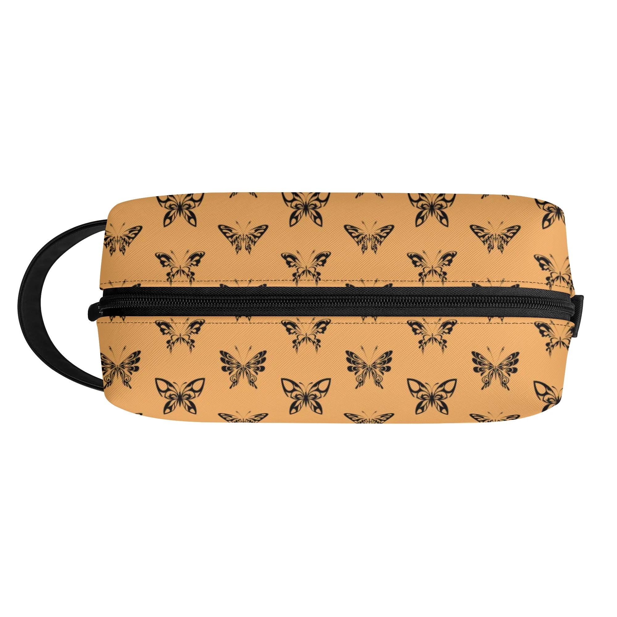Premium Leather Toiletries Bag with Elegant Ink Butterfly Design - Perfect for Travel, Gym & Daily Essentials Organization