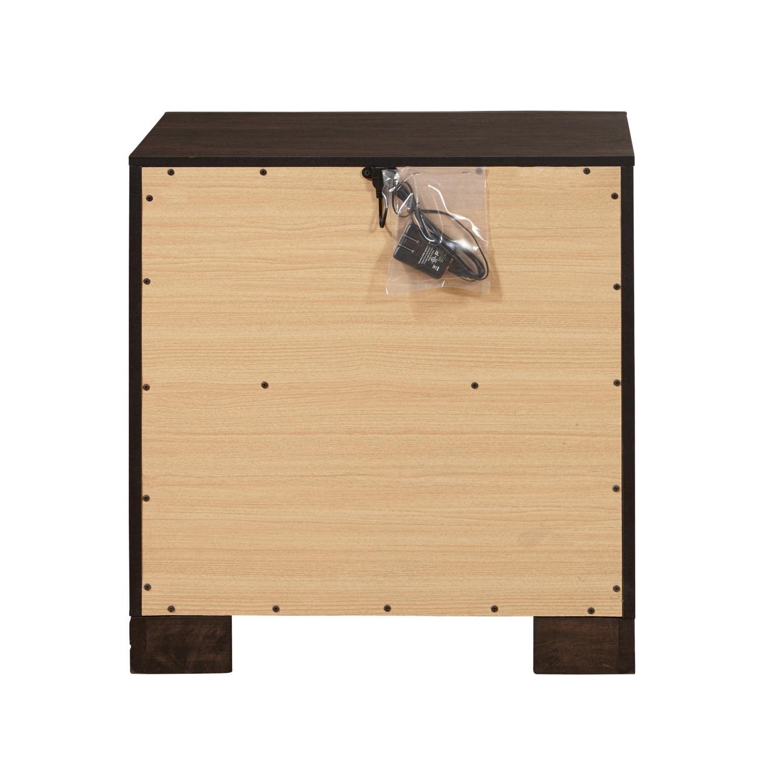 Right2Home Granite Falls Night Stand with USB Port - Modern Brown Bedside Table for Bedroom, Living Room & Guest Room - Compact Nightstand with Charging Station & Storage Shelf