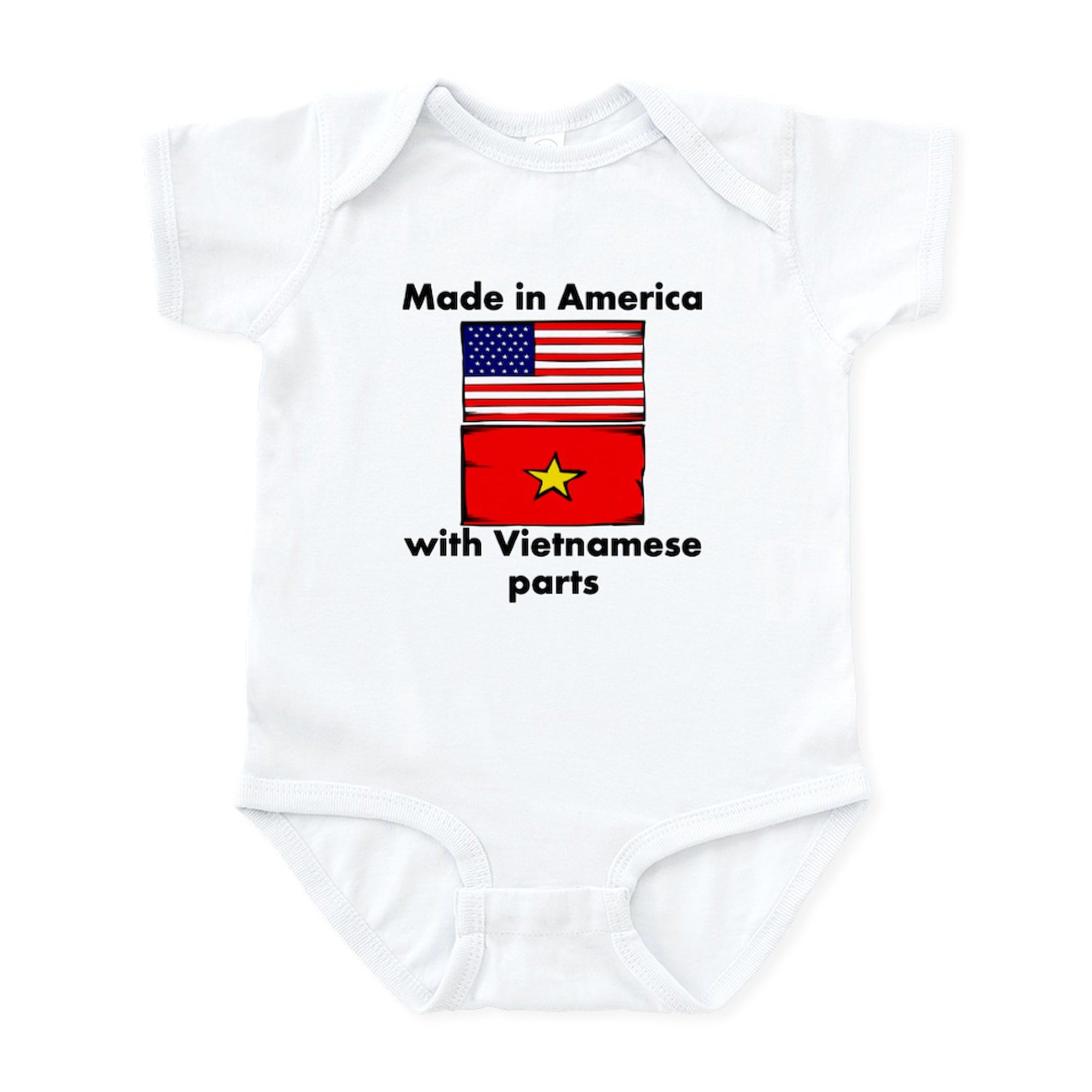 Made in USA Cute Infant Bodysuit - Soft Baby Romper with Vietnamese Fabric | Perfect for Newborn Photoshoots & Family Outings