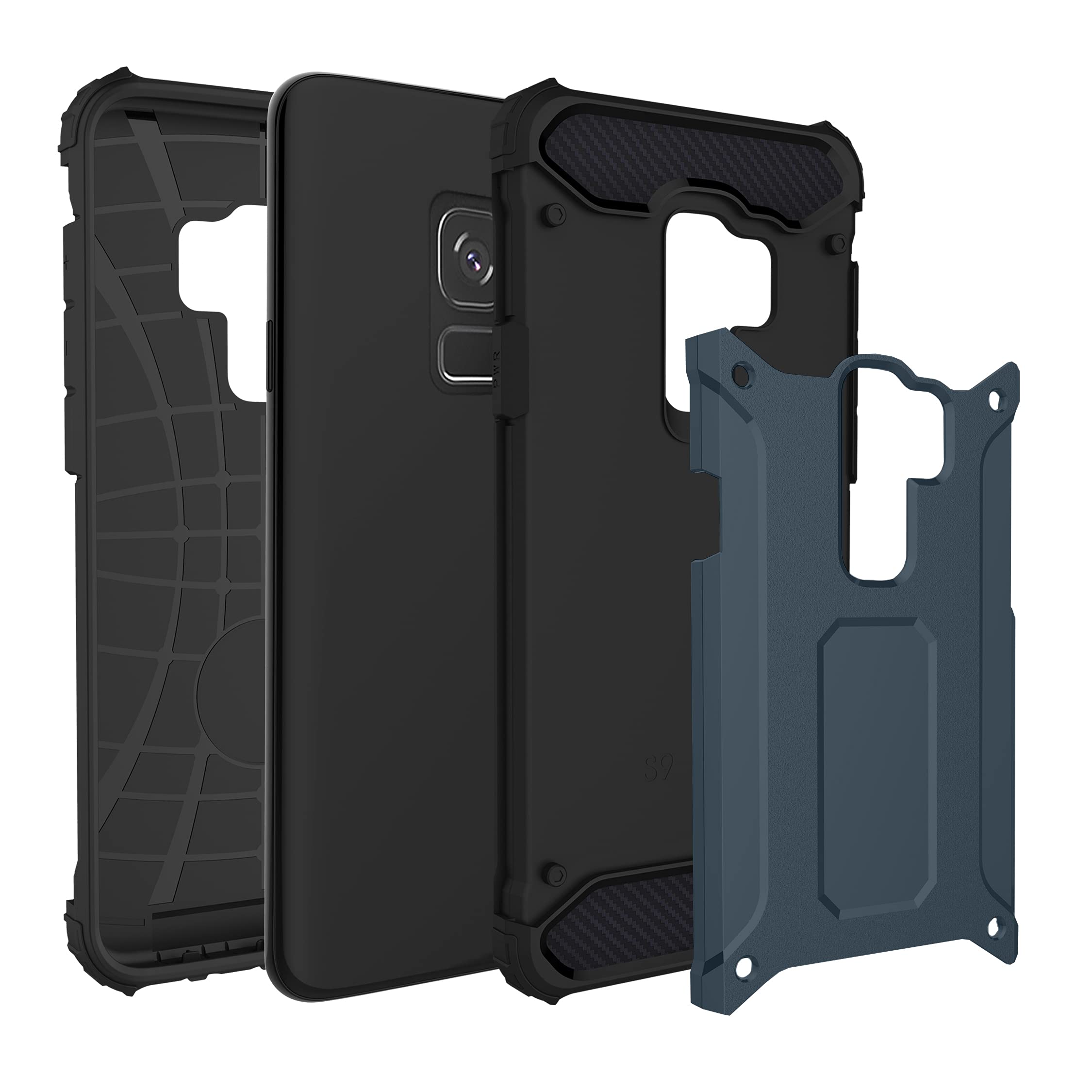**ASUWISH Samsung Galaxy S9 Case with Tempered Glass Screen Protector – Dual Layer Protective Cover for Galaxy S9/S9 Edge (5.8 Inch) – Navy Blue – Perfect for Work, Travel & Daily Use**