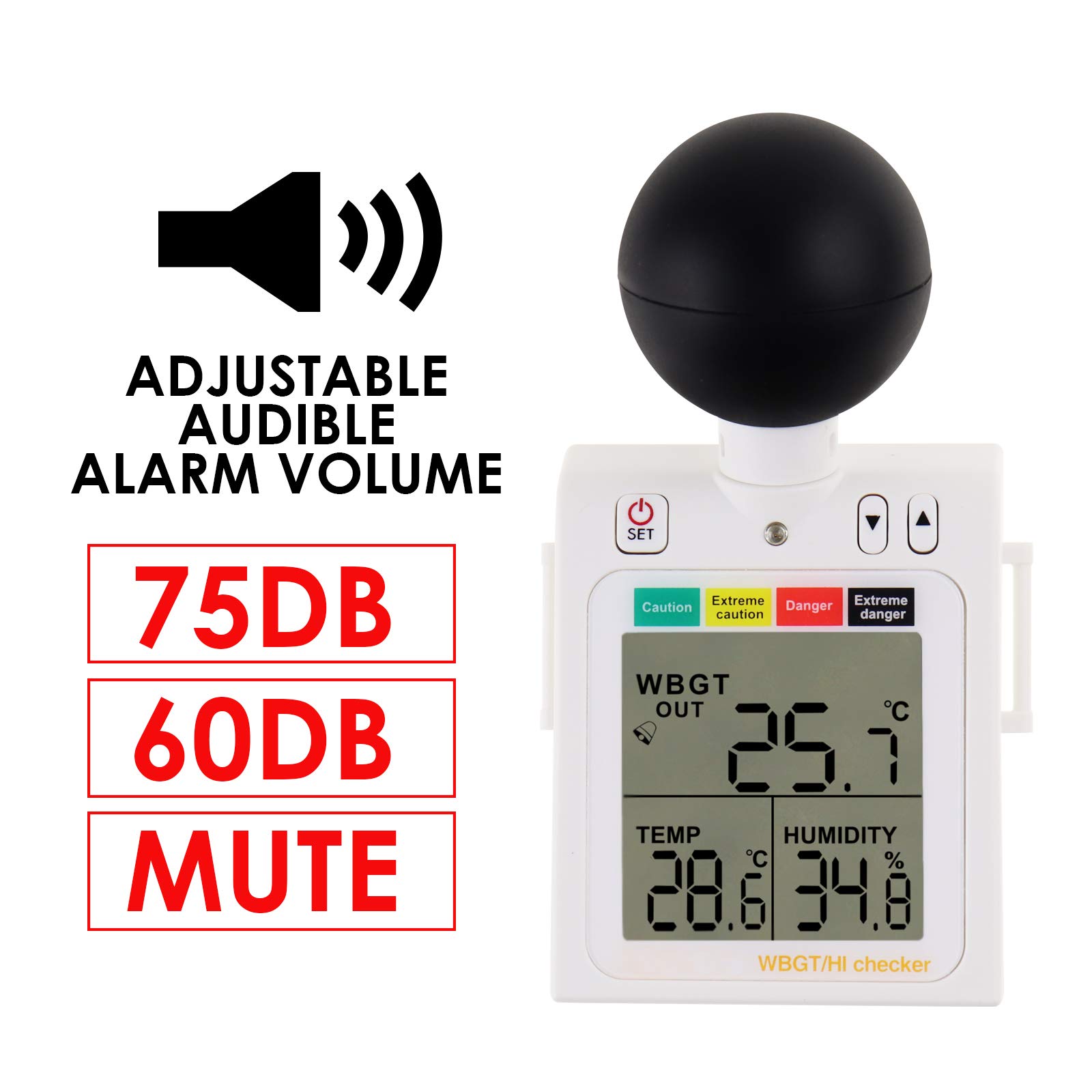 Digital Heat Stress Meter - Handheld Temperature & Humidity Monitor for Workplace Safety, Outdoor Activities & Industrial Use