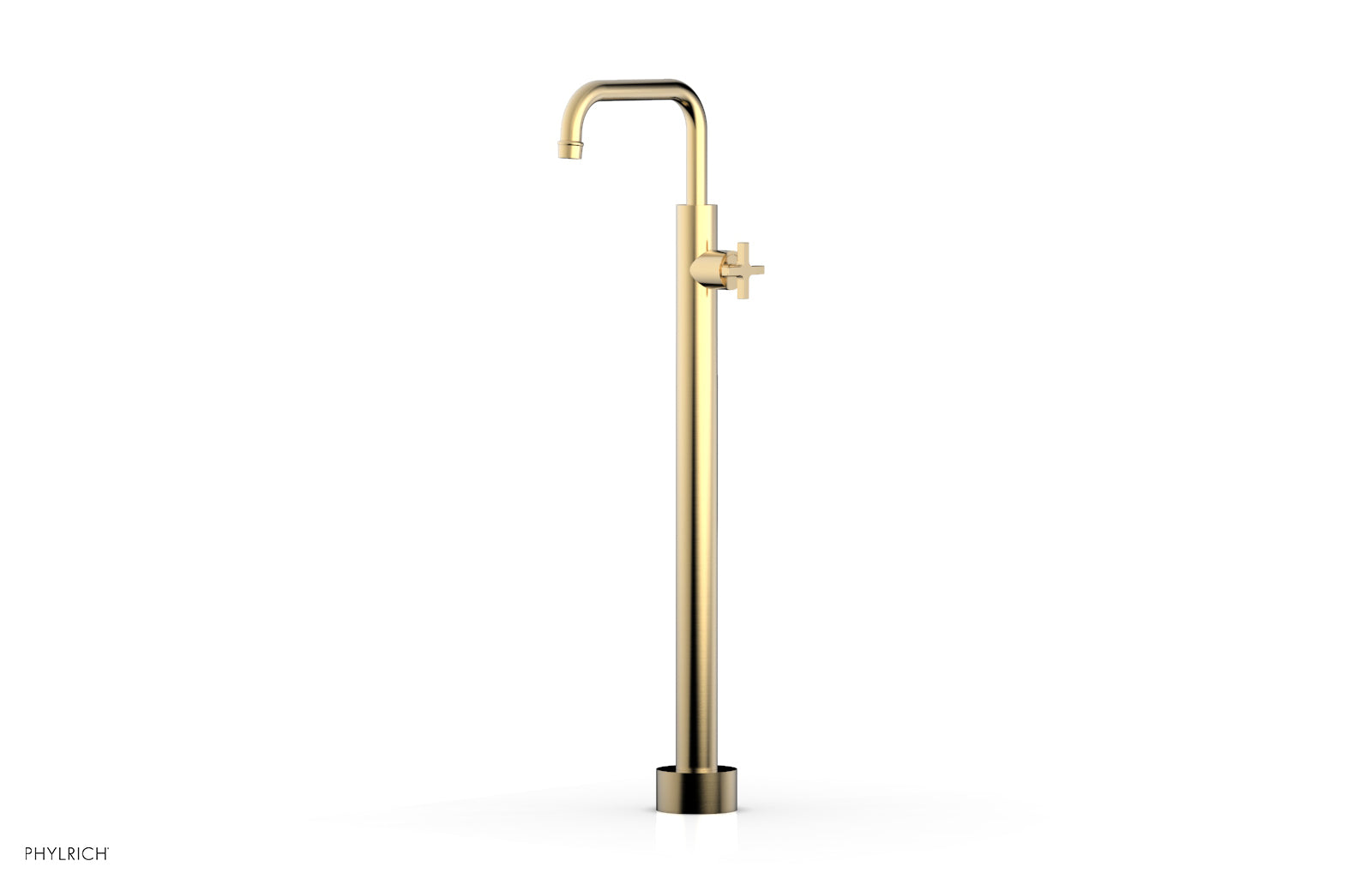 HEX MODERN Tall Floor Mount Tub Filler with Cross Handle - Model 501 54 02 - Perfect for Luxury Bathrooms and Spa-Like Showers