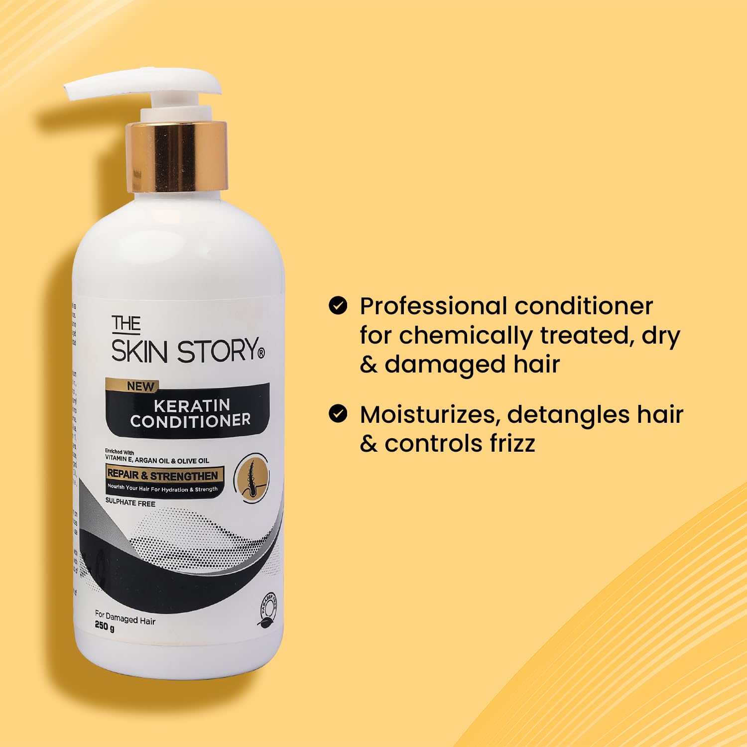 Sulphate Free Hair Conditioner for Colored & Treated Hair - Repair Split Ends & Damaged Hair with Keratin & Argan Oil - Vitamin E Enriched Moisturizing Conditioner for Women & Men (250g) - Perfect for Frizzy, Dry Hair Care & Daily Shine Protection