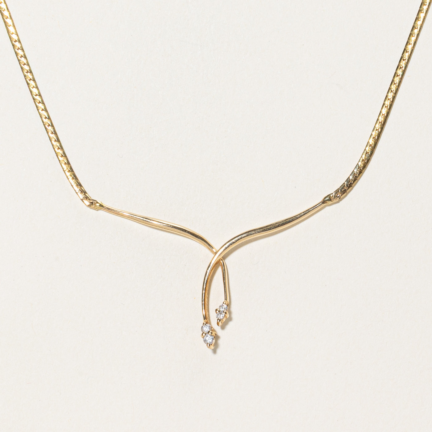 0.10ctw Diamond Crossover Necklace in 14K Gold - Elegant Layering Jewelry for Women, Perfect for Date Night & Special Occasions