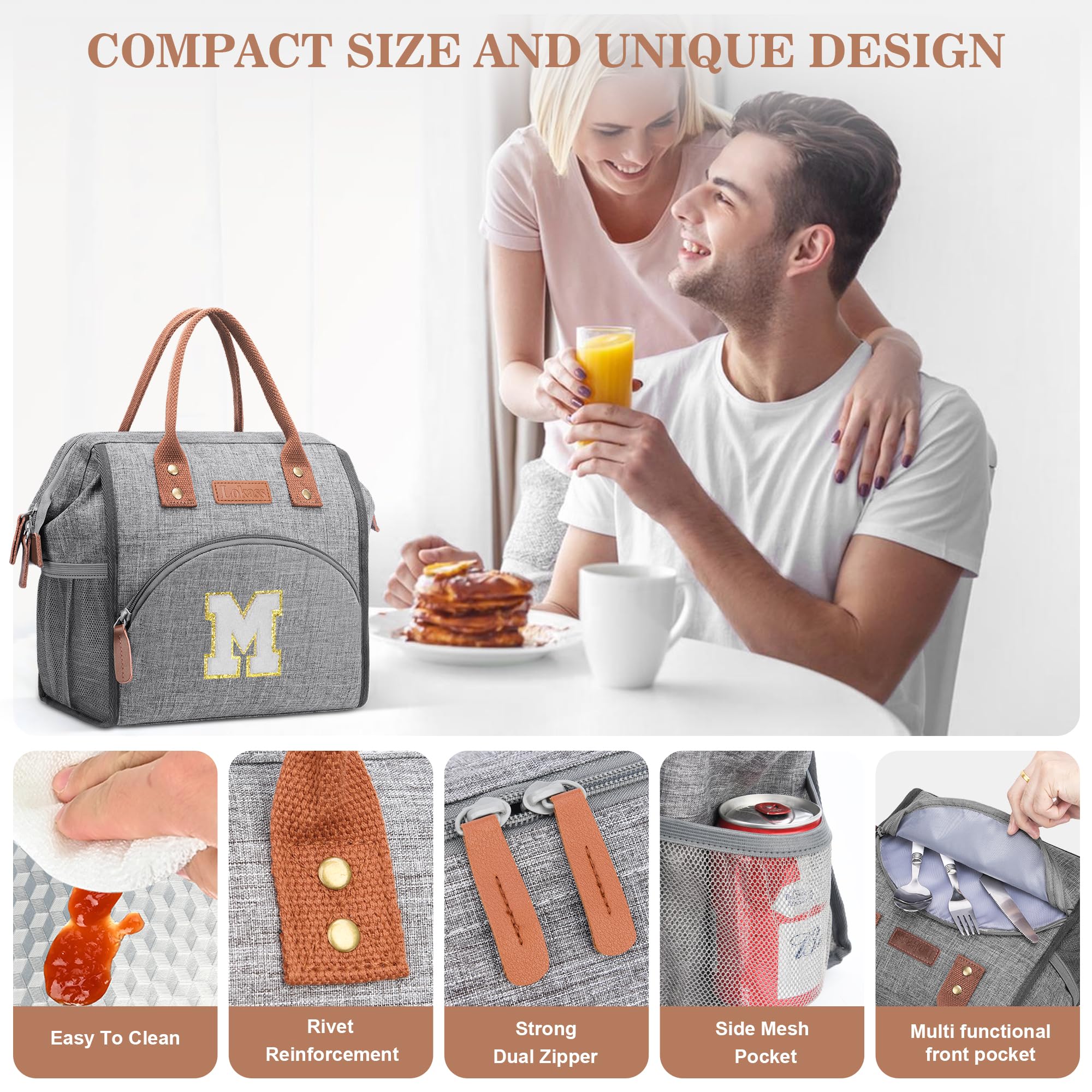 Personalized Insulated Lunch Bag for Women - Reusable Cooler Tote with Initials for Work, Office, Picnic & Travel - Great Mother's Day Gift for Mom, Nurse or Staff - Perfect for Keeping Meals Fresh at School or Outdoor Activities