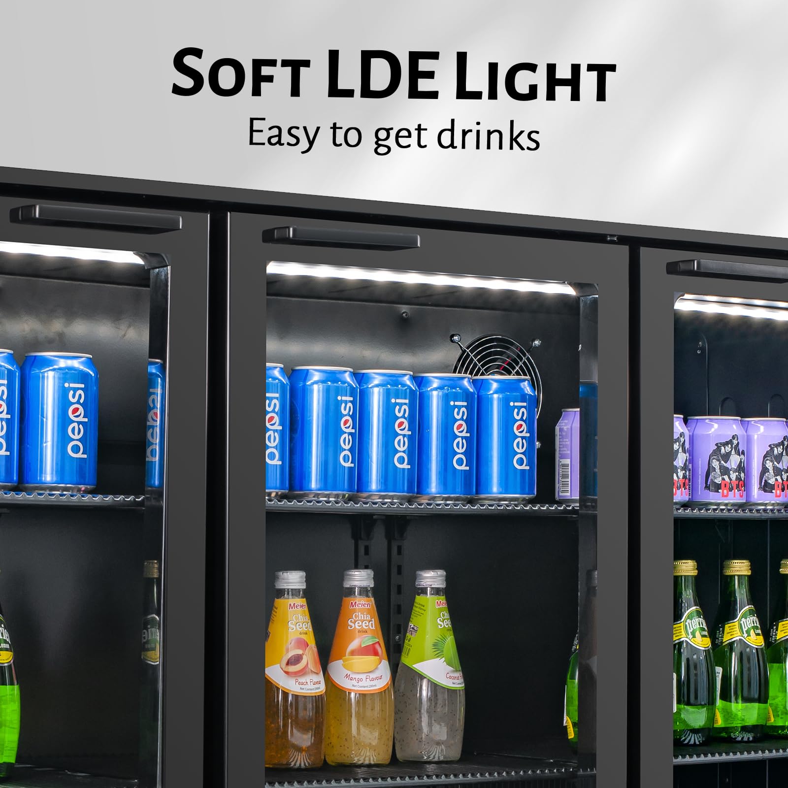 11.5 cu.ft Commercial Back Bar Cooler with 3 Glass Doors - Under Counter Beverage Refrigerator for Soda, Beer & Wine - Energy Efficient LED Lighting Mini Fridge - Perfect for Bars, Restaurants, Home Bars and Entertainment Spaces