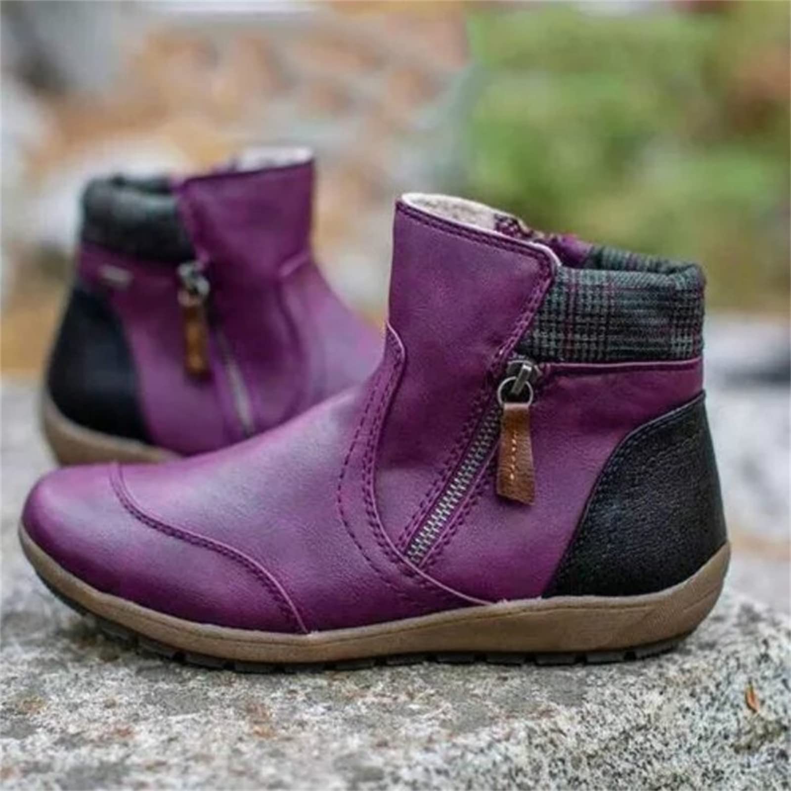 Ladmiple Women's Ankle Boots - Stylish Cowboy Cowgirl Western Round Toe Pull On Booties for Fashion & Walking | Perfect for Casual Outfits, Country Events & Daily Wear