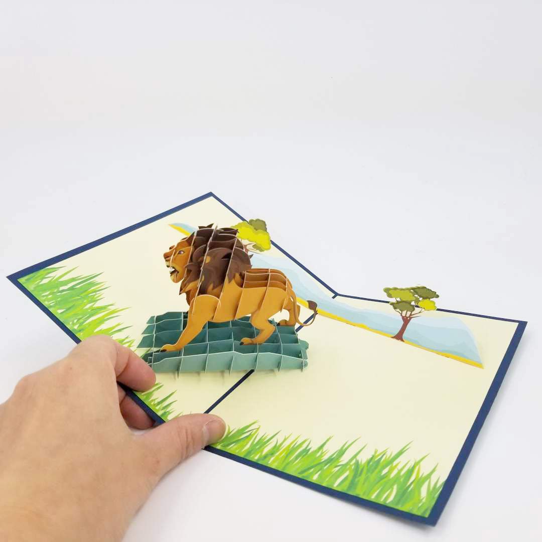 3D Lion Pop Up Birthday Card - Handmade Greeting Card for Son, Daughter, Wife & Friends | Perfect for Animal Lovers & Nature Enthusiasts | Great for Birthdays, Anniversaries & Special Occasions