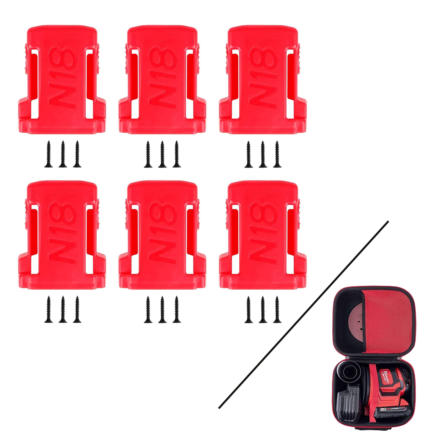 Milwaukee M18 18V Battery Holder with Hard Case - Compatible with 2648-20 M18 Orbit Sander & Other Milwaukee Tools - Perfect for Workshop Storage & Tool Protection