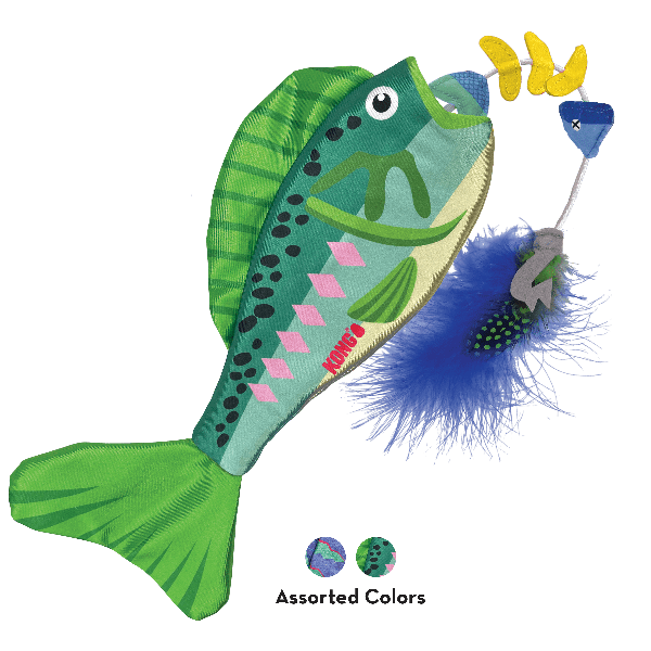KONG Wrangler Angler Fish Cat Toy - Durable Interactive Cat Toy for Indoor Play, Hunting & Fetch Games - Perfect for Kittens & Adult Cats