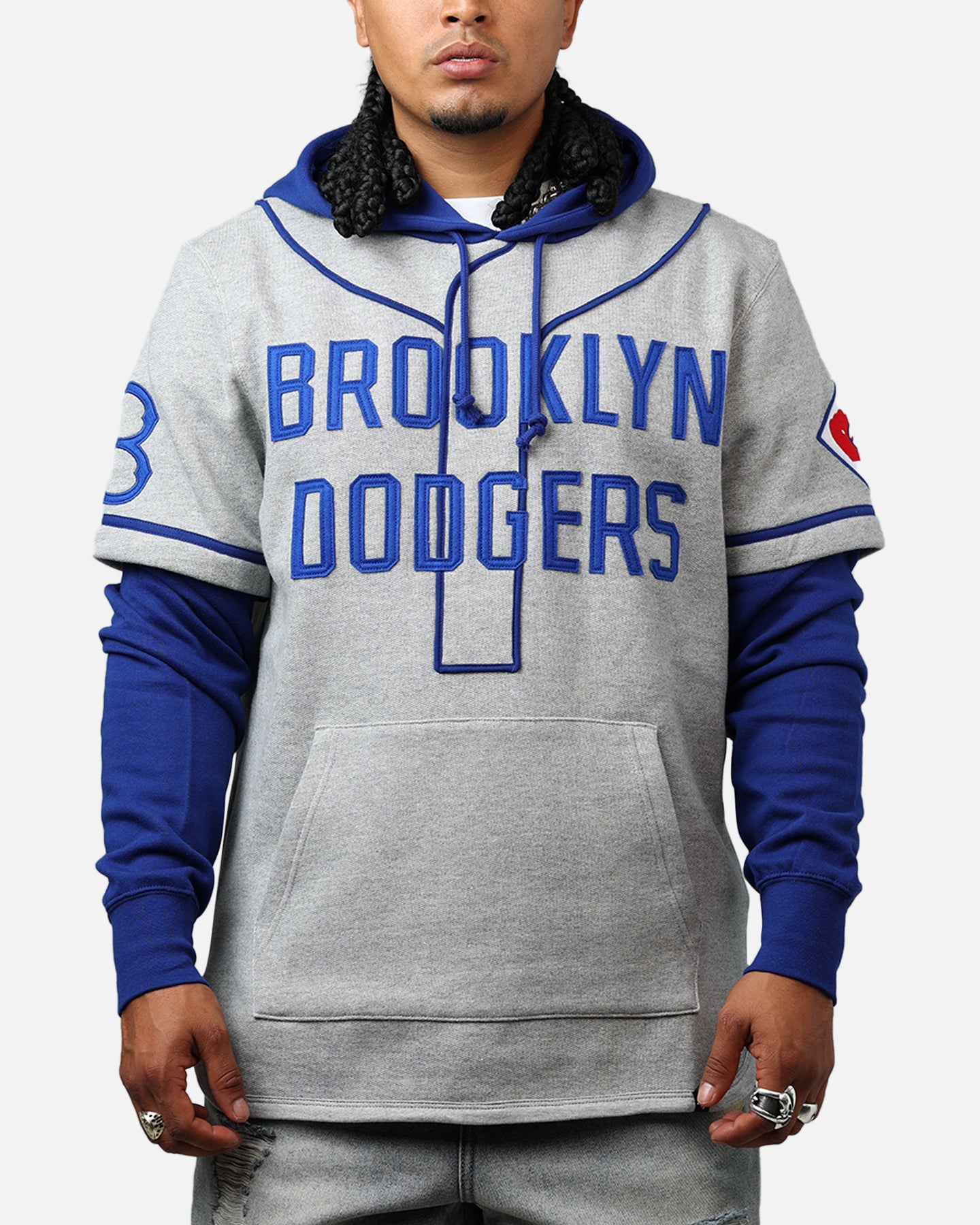 47 Brand Los Angeles Dodgers MLB Baseball Hoodie - Grey & Navy Pullover Sweatshirt for Men & Women - Perfect for Game Day, Casual Wear & Sports Fan Apparel