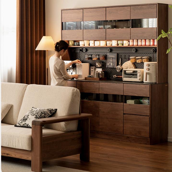 Premium Black Walnut Solid Wood Sideboard Buffet Cabinet - Rustic Dining Room Storage for Dishes, Linens & Entertaining Essentials