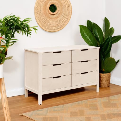 Carter's by Colby 6-Drawer Baby Dresser - Sturdy Wooden Nursery Dresser for Boys & Girls - Multi-Functional Kids Bedroom Furniture for Nursery, Living Room & Hallway - Washed Natural Finish - Perfect for Organizing Baby Clothes, Toys & Nursery Essentials
