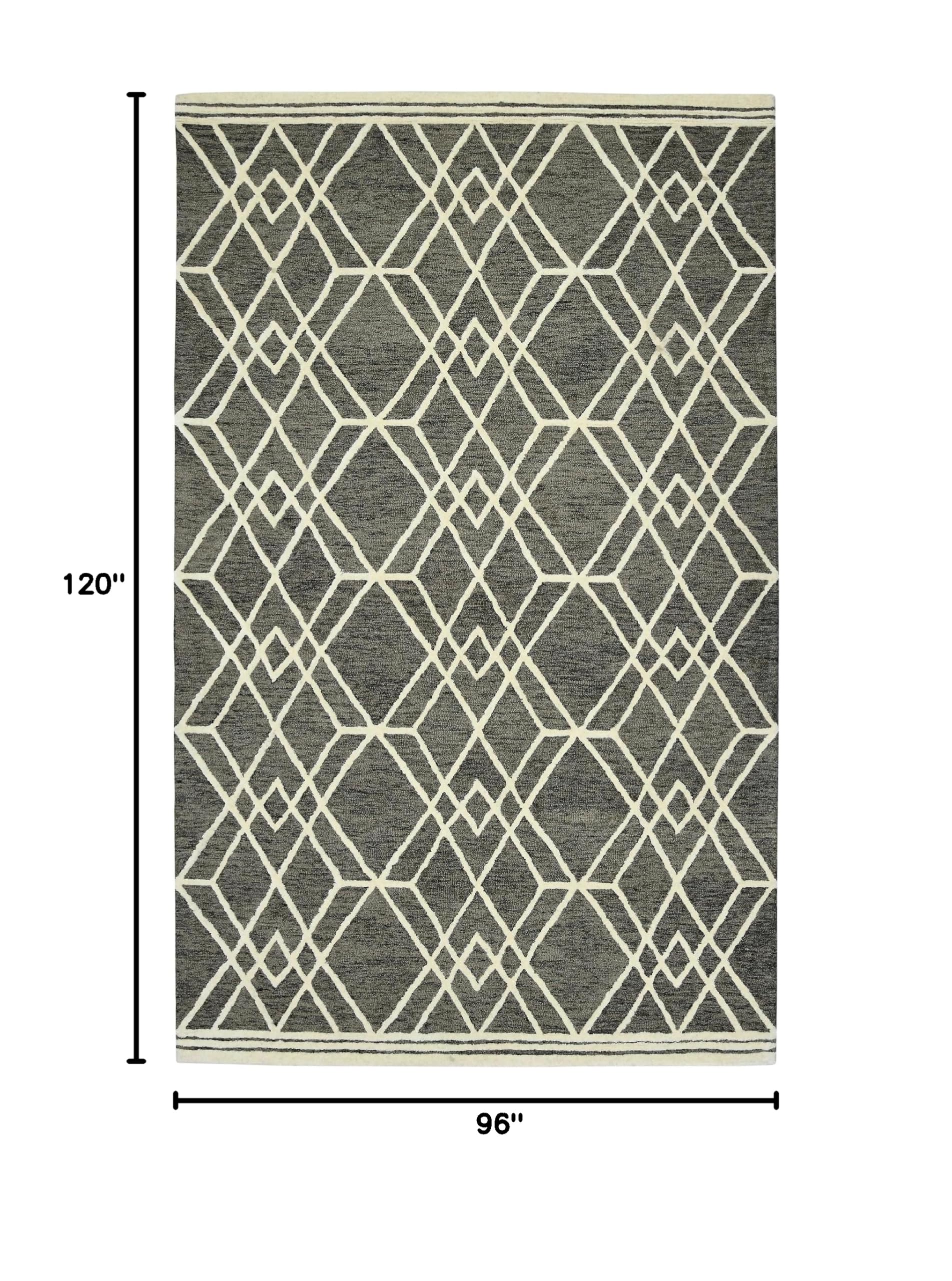 AMER Rugs Vista Duncan Collection Hand-Hooked 100% Wool 8x10 Area Rug - Geometric Pattern Taupe - Premium Living Room, Bedroom & Kitchen Rug for Cozy Home Decor