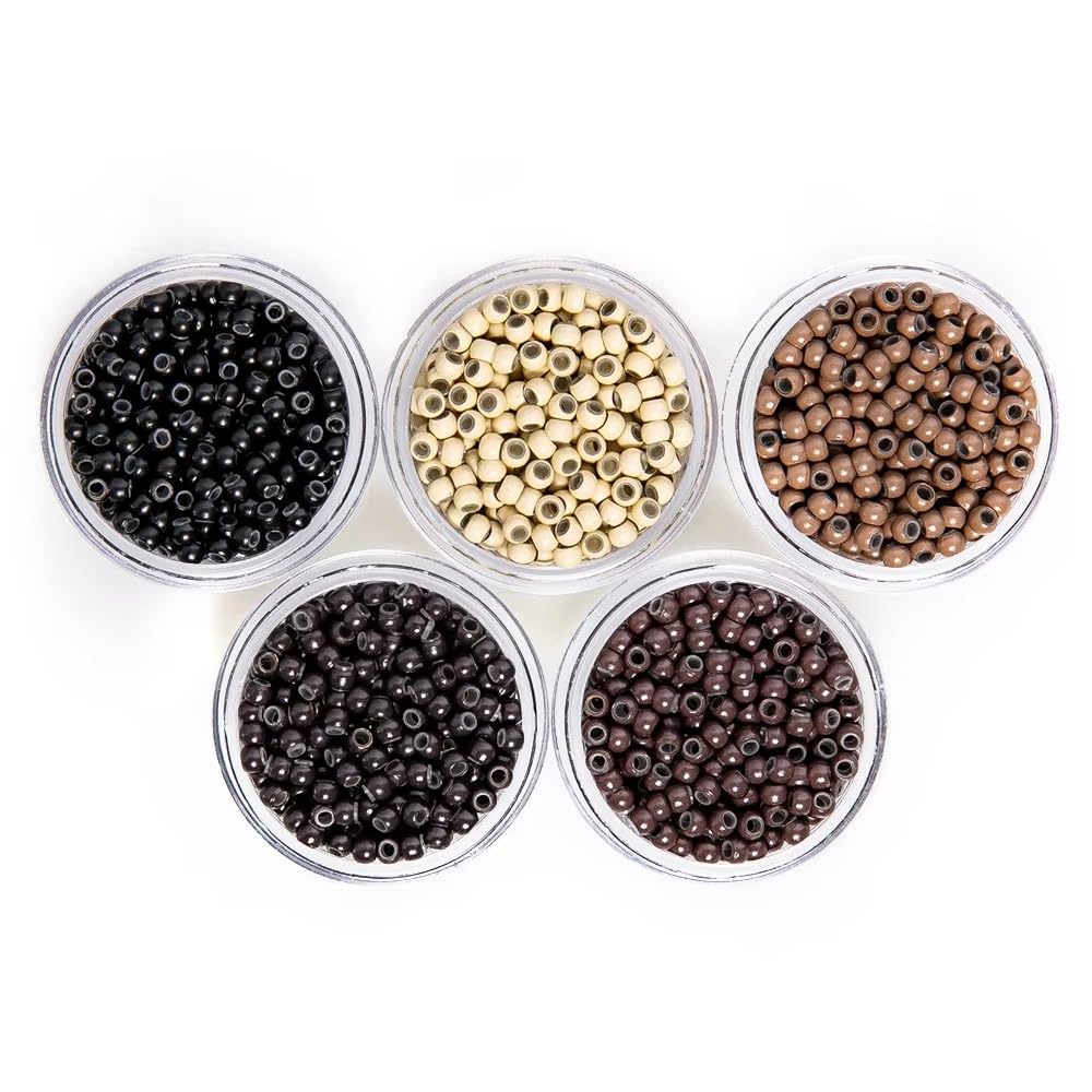 500Pcs Dark Brown Silicone Copper Nano Beads for Wig & Hair Extensions - Secure Micro Link Tube Rings for Natural Hairstyles (Wedding, Cosplay, Daily Wear)