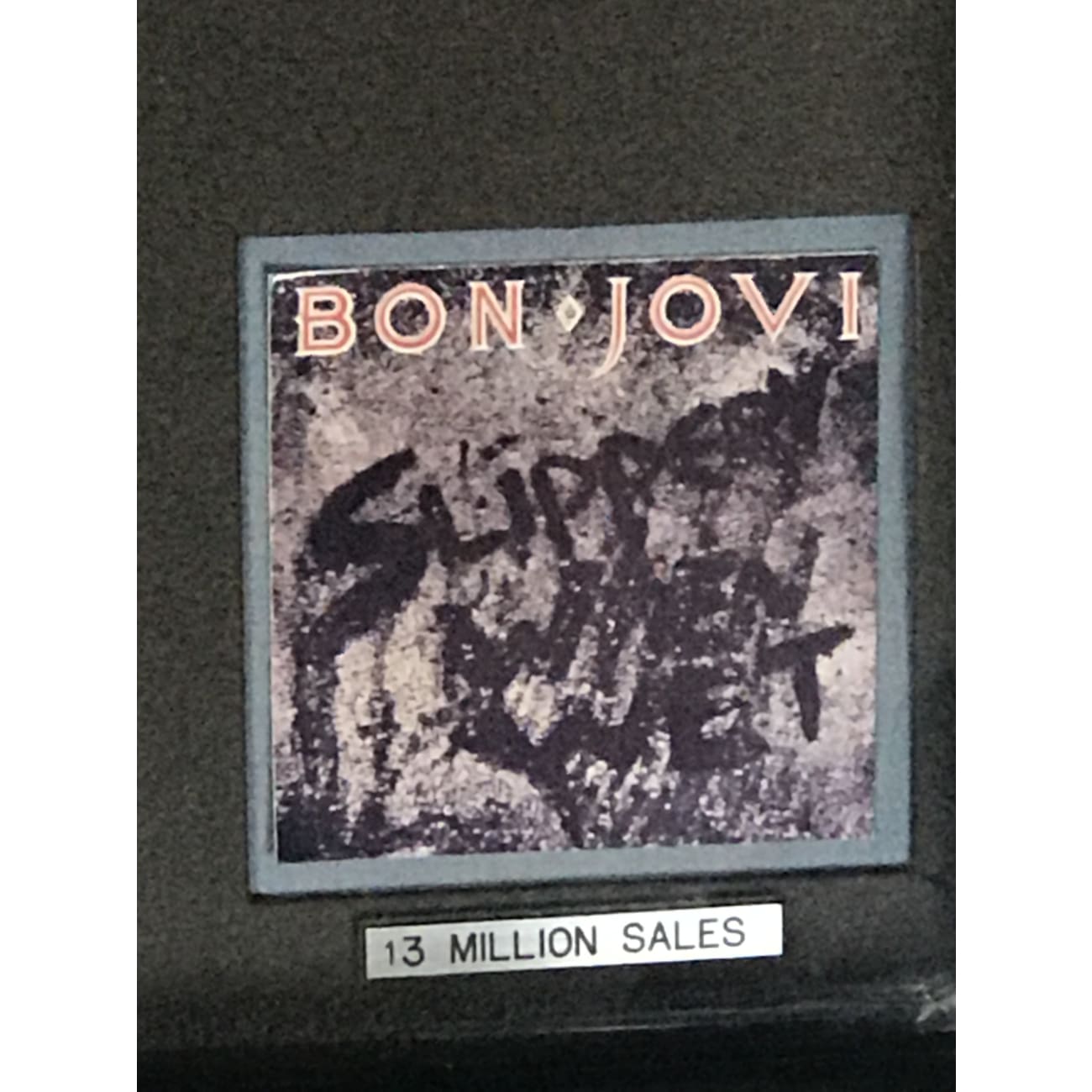 Bon Jovi Slippery When Wet 13x Multi Platinum Album Award - Perfect for Music Collectors & Rock Memorabilia Displays