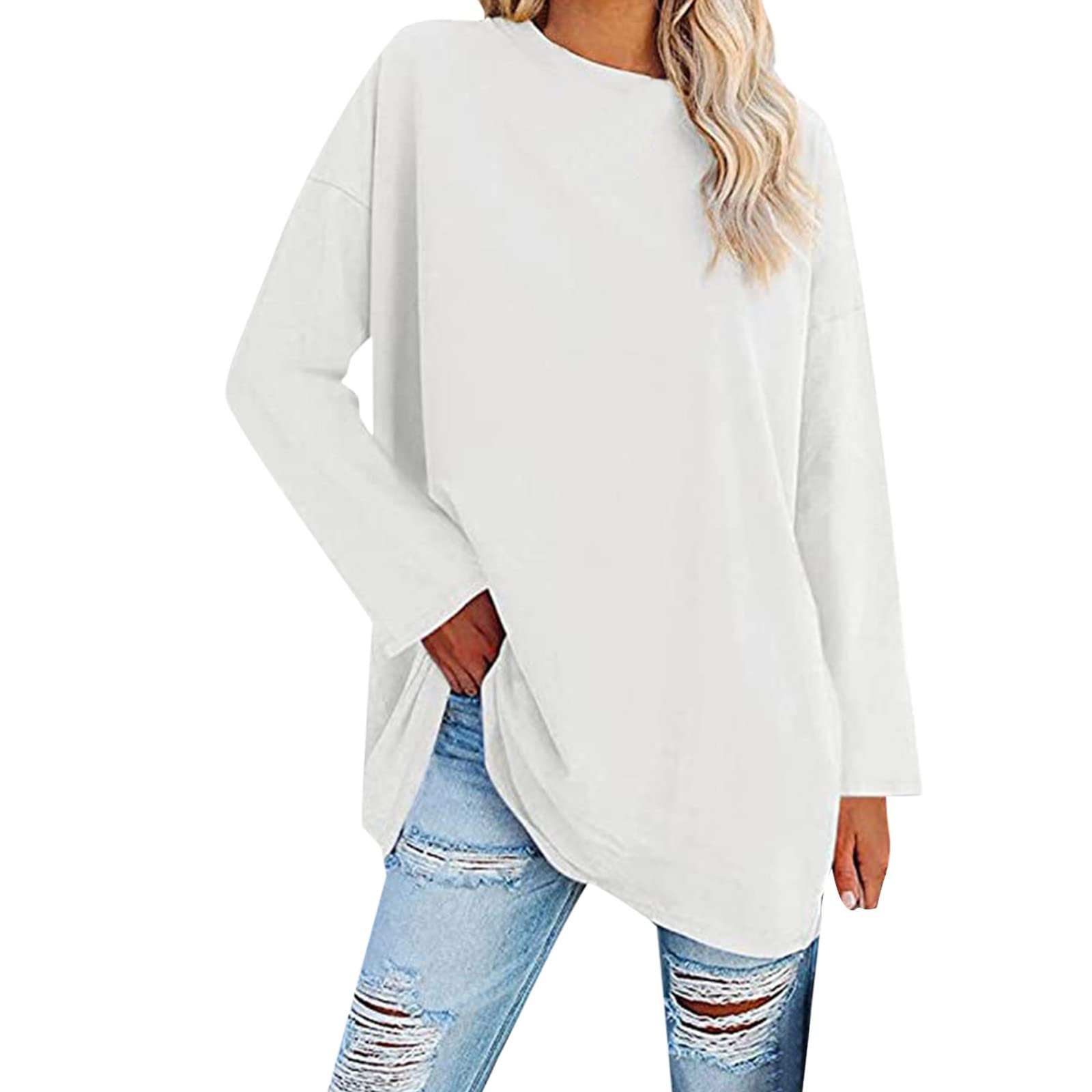 Women's Peplum V-Neck T-Shirt - Boho Blouse with Sparkly Details, White T-Shirt Dress for Casual & Party Wear | UK Sizing