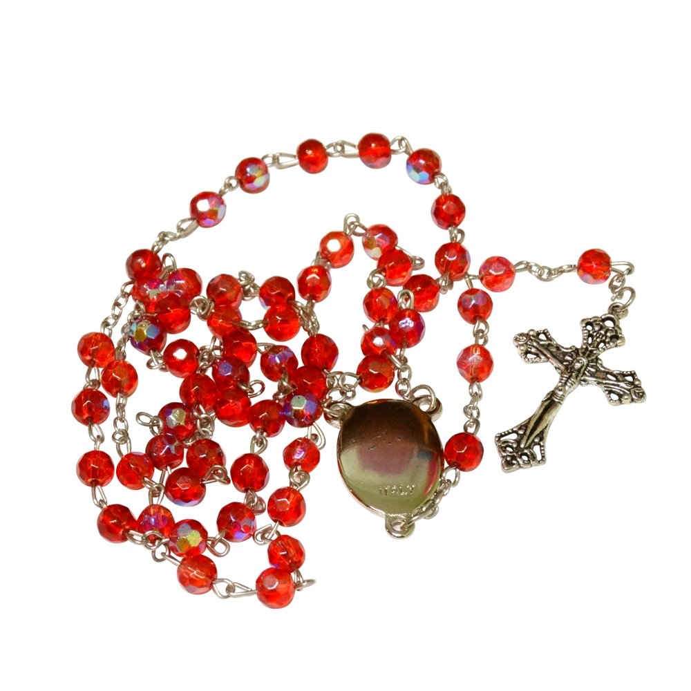 Mystic Rose Rosa Mistica 2 Prayer Candles - Bilingual English/Spanish Prayer Candles with Red Crystal Rosary Beads - Perfect for Home Altars, Religious Ceremonies & Spiritual Meditation