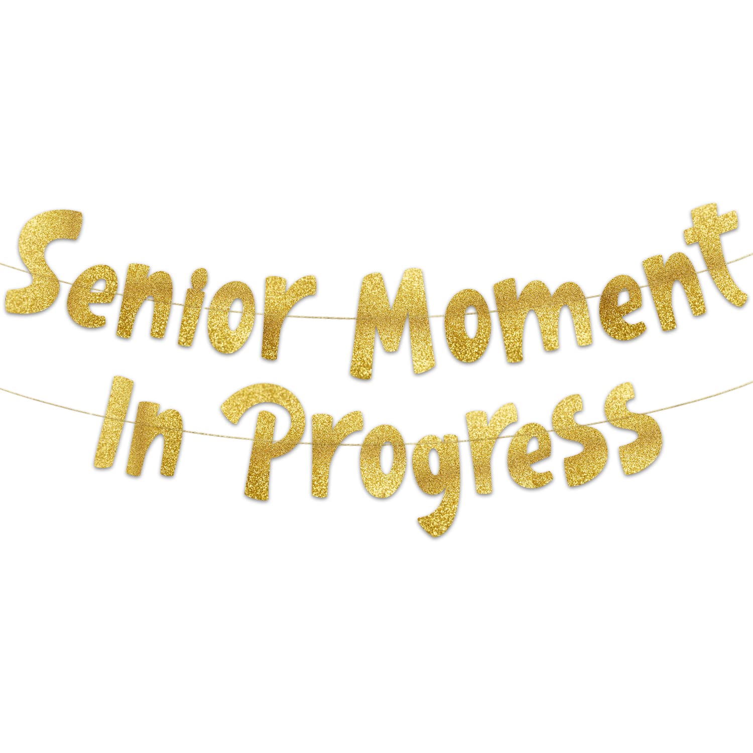 Funny Senior Moment in Progress Gold Glitter Banner - Perfect for Birthday & Retirement Parties, Decorations & Gifts | Great for Office Celebrations & Milestone Events
