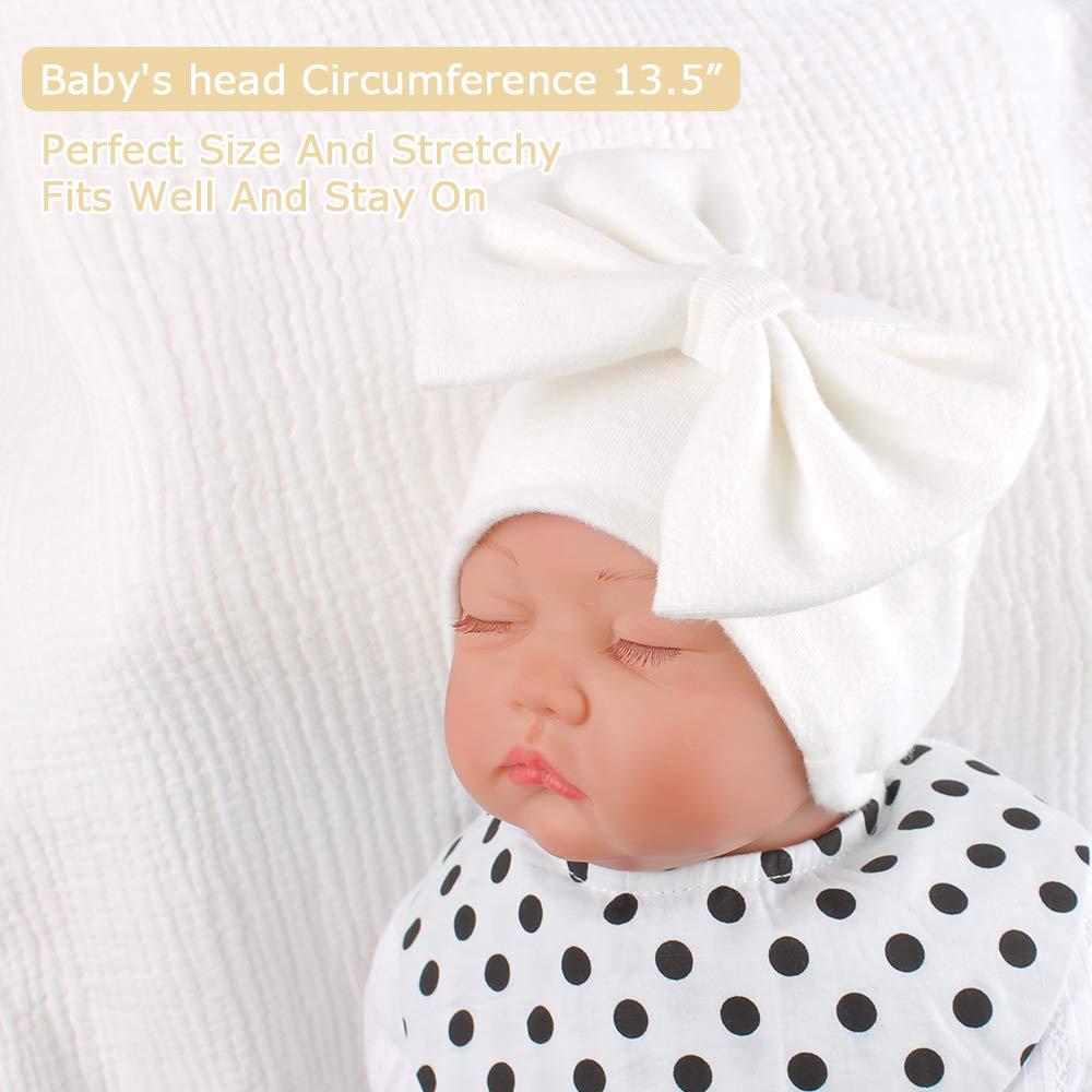 Adorable Newborn Baby Girl Hat - Soft Cotton Bow Beanie for Preemies & Infants 0-12 Months | Cute Spring & Summer Headwear for Newborn Photography, Hospital Going Home Outfits, and Special Occasions