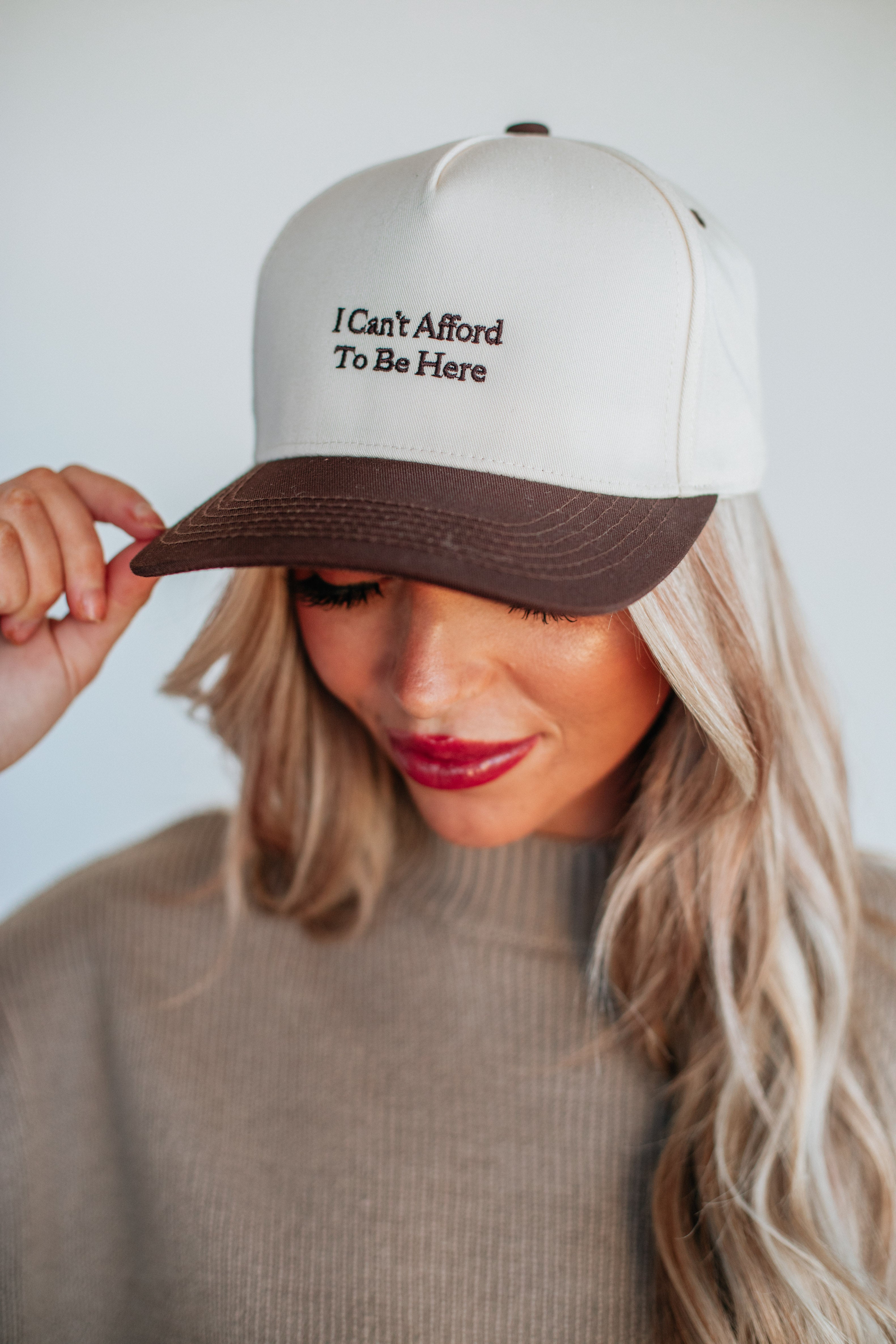 Funny 'I Can't Afford To Be Here' Trucker Hat - Adjustable Snapback Cap for Men & Women - Perfect for Road Trips, Concerts, and Outdoor Adventures