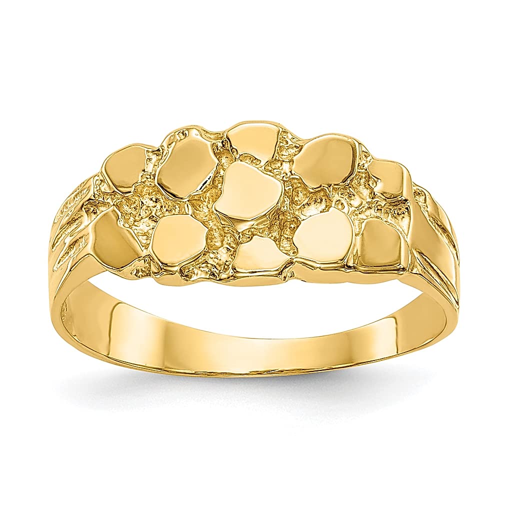 14K Yellow Gold Nugget Band Ring for Women - Size 6.00 Fine Jewelry, Dainty Stackable Ring, Perfect Gift for Her - Ideal for Anniversary, Birthday, Valentine's Day & Everyday Wear