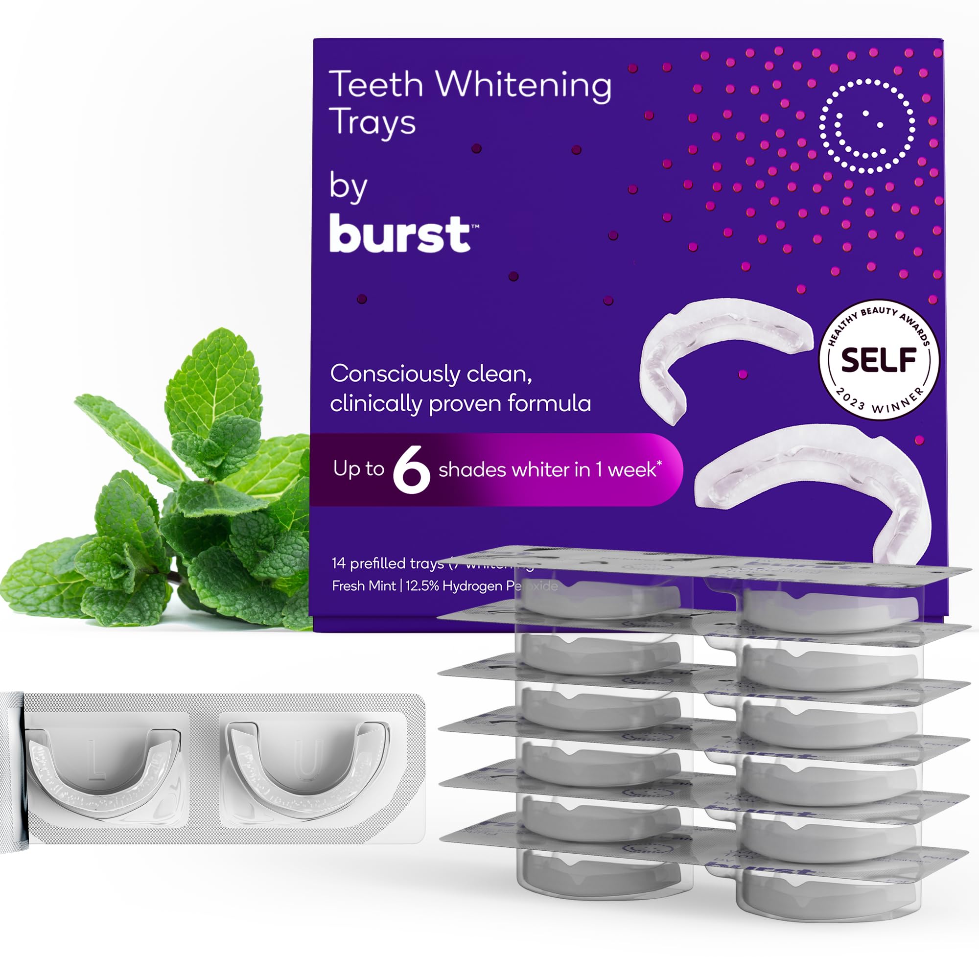 BURST Sensitive Teeth Whitening Kit - 12.5% Hydrogen Peroxide Teeth Whitener with 7 Treatments | Fast 15-Minute Whitening | Up to 6 Shades Whiter in 1 Week | Prefilled Gel Trays for Sensitive Teeth | Perfect for Weddings, Job Interviews & Special Occasions