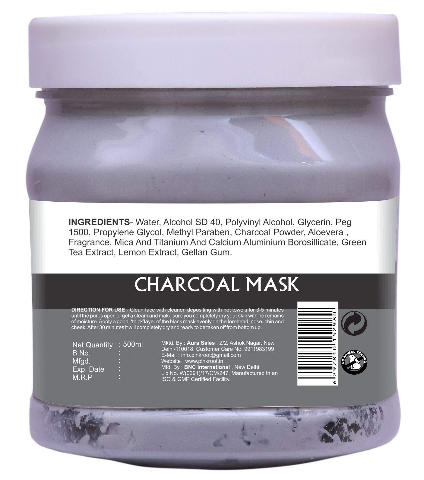 Organic Pink Root Green Tea Massage Gel & Activated Charcoal Mask Set - 500ml Each for Skin Detox & Relaxation | Spa, Facial, Body Care at Home