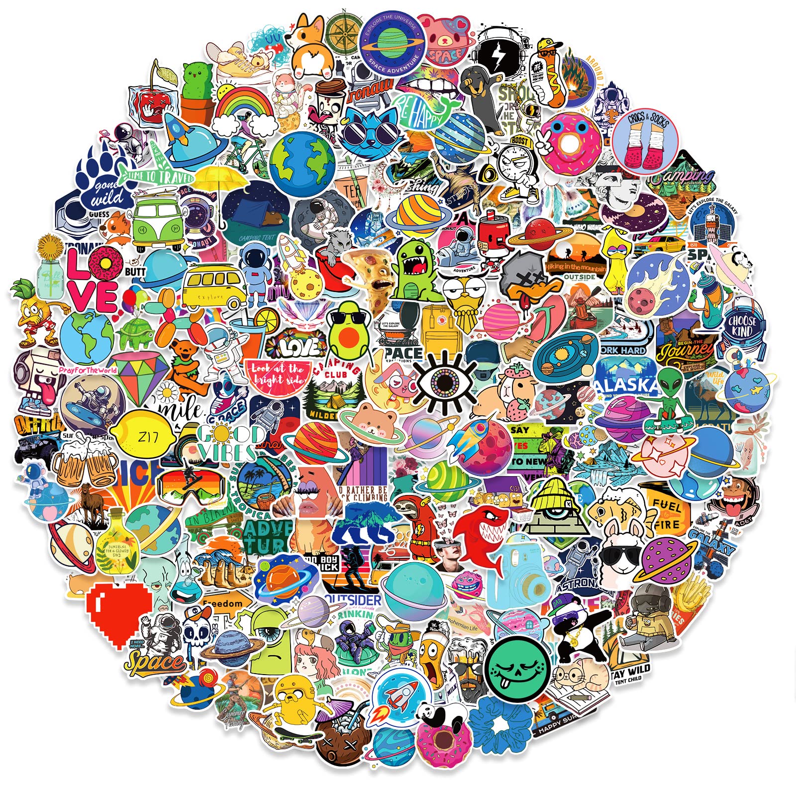 300pcs Mixed Random Vinyl Sticker Pack - Waterproof Decorative Stickers for Water Bottles, Laptops, Skateboards | Cute Kawaii Aesthetic Stickers for Kids, Teens & Adults (6 Styles) - Perfect for DIY Crafts, School Supplies & Personalizing Accessories